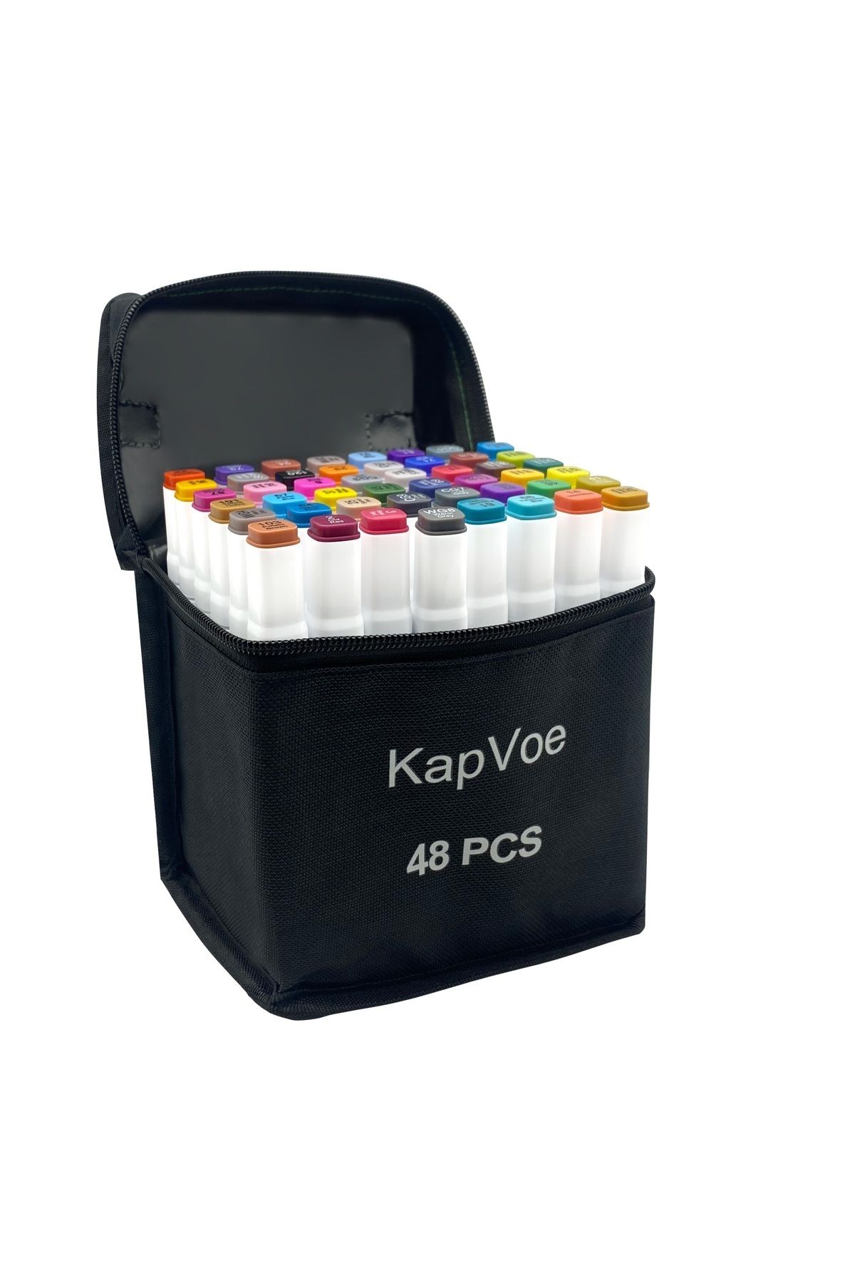 KAPVOE 48 Adet Çift Uçlu Touch Marker Art Tasarım Keçeli Kalem Boya Seti Çanta