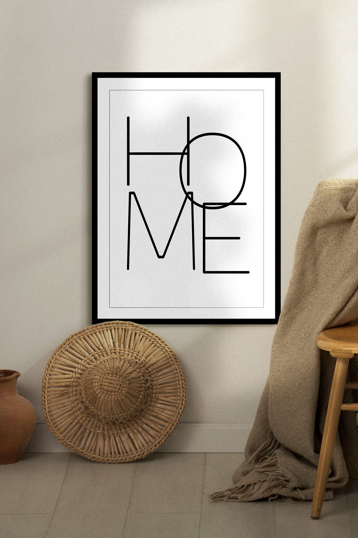 UON Home Temalı Siyah Çerçeve Görünümlü 1 Parça Mdf Tablo Seti Mdf Baskı Mdf Duvar Tablosu