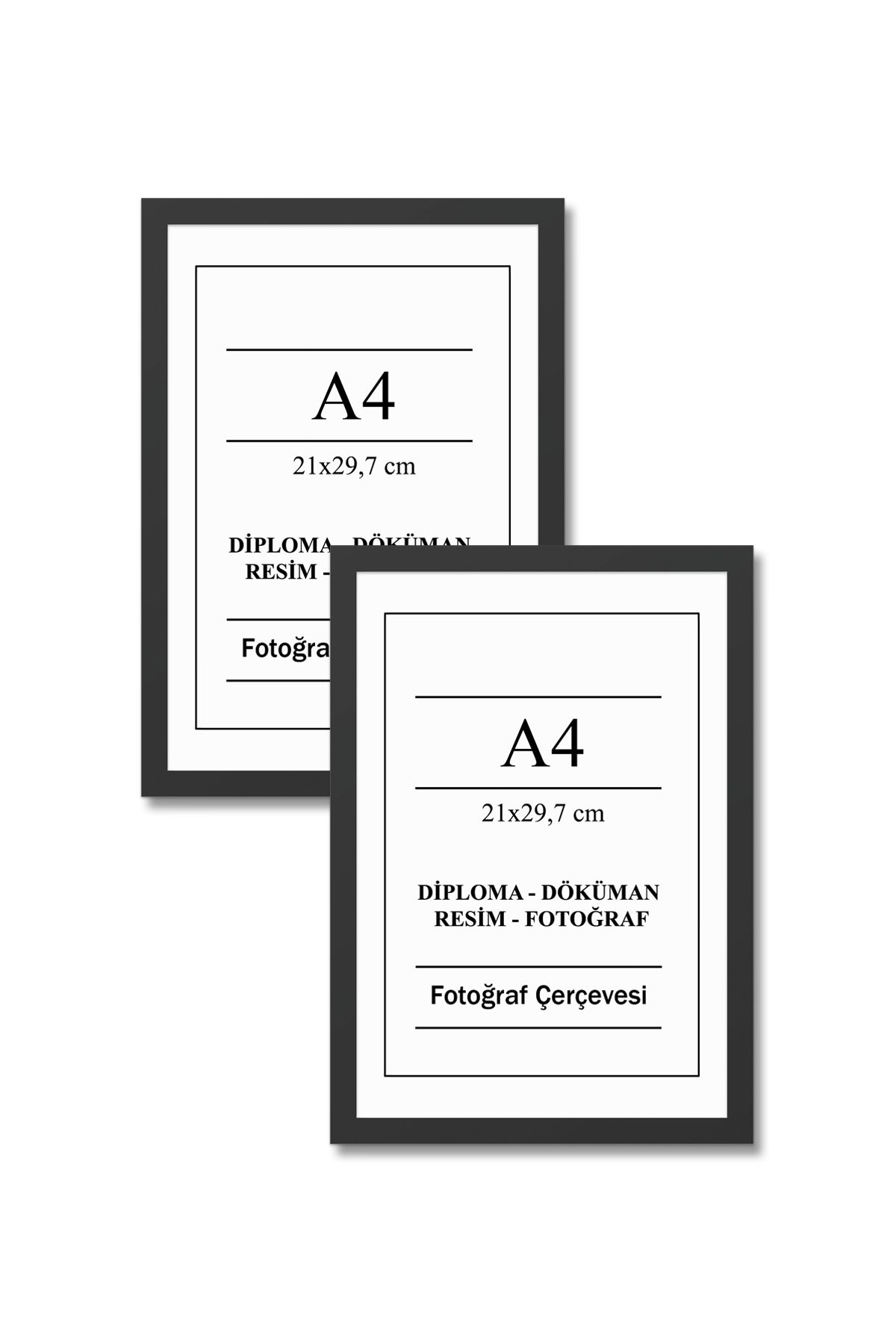 UON A4 Çerçeve Siyah 21x30 Diploma Belge Sertifika 2’li Düz model Fotoğraf Resim Çerçeve Seti