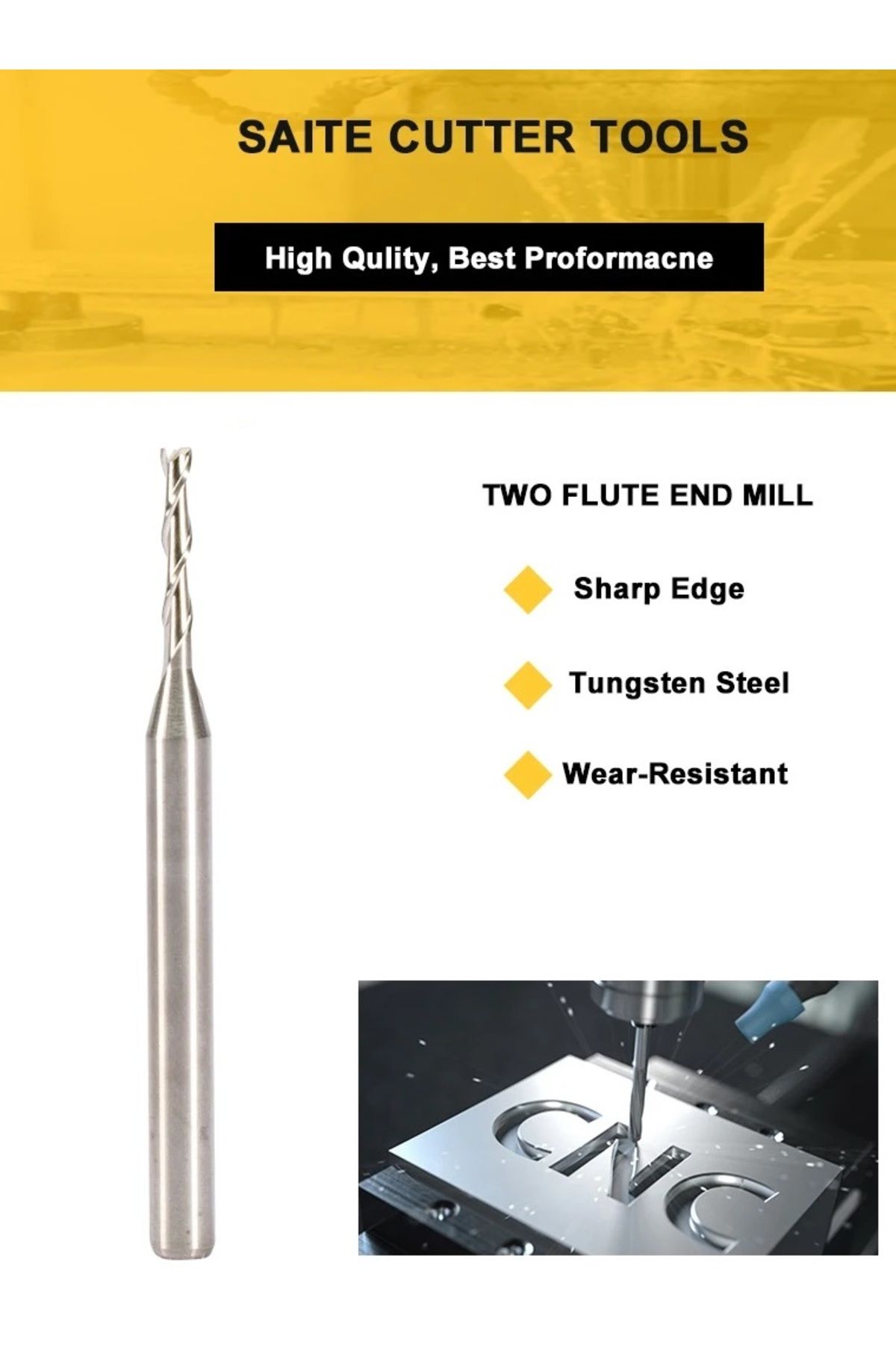 Depolife freze için kesim tek flüt karbür End Mill 2mm CNC uç Spiral yönlendirici alüminyum bakır ahşap MDF