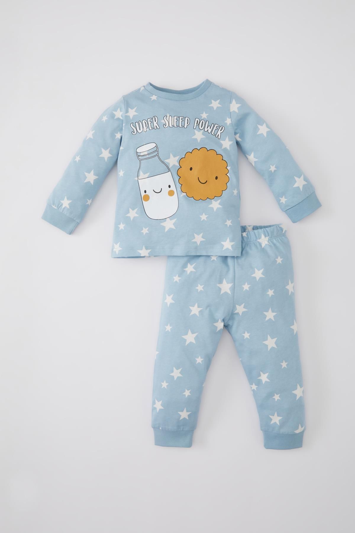 Defacto Erkek Bebek Yıldız Desenli Uzun Kollu Penye Pijama Takımı C6613a524sp