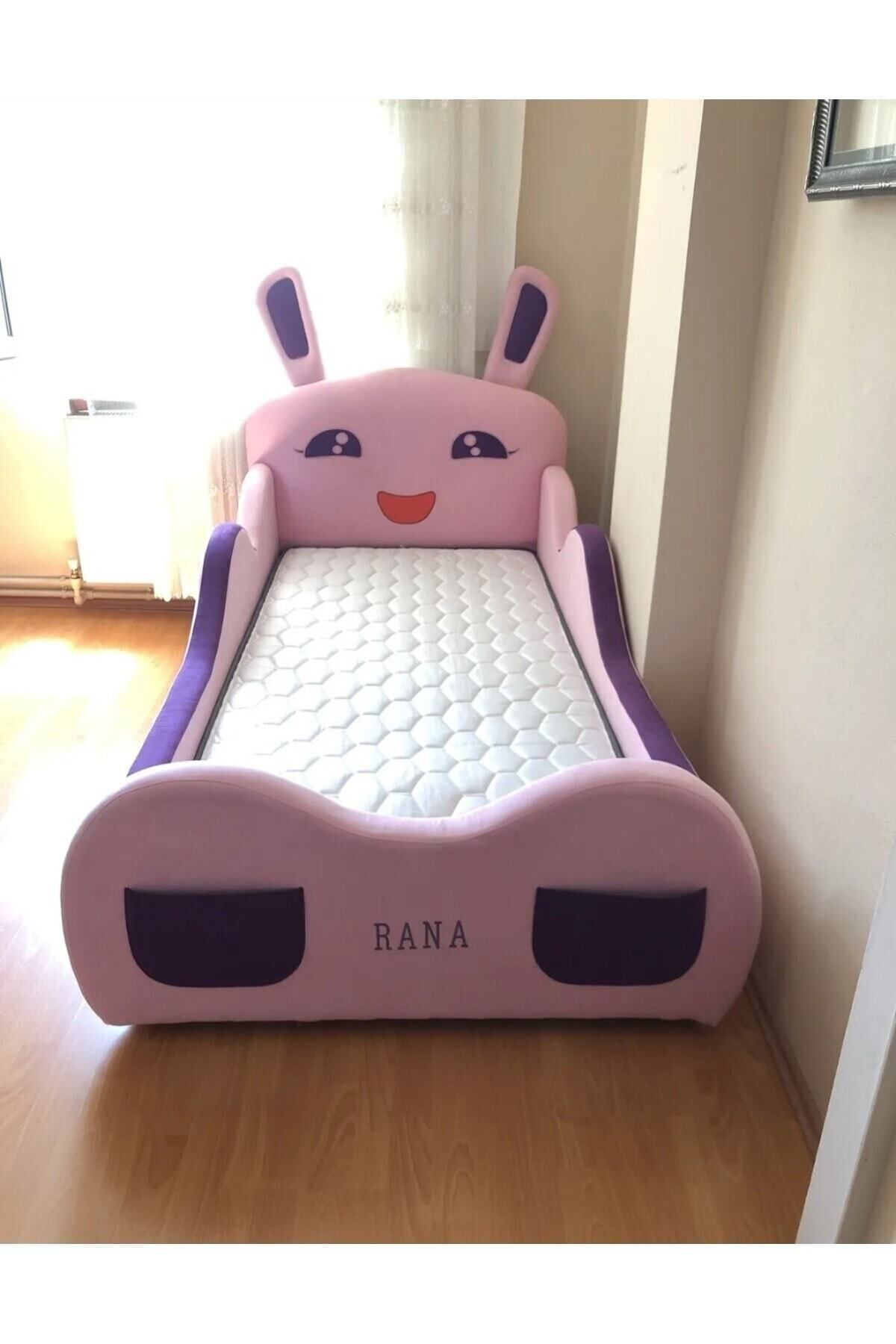 Puf Bebe 90x190 Ölçüde Pembe Tavşanlı yatağımız (iç yatak dahildir) (İsimsiz)