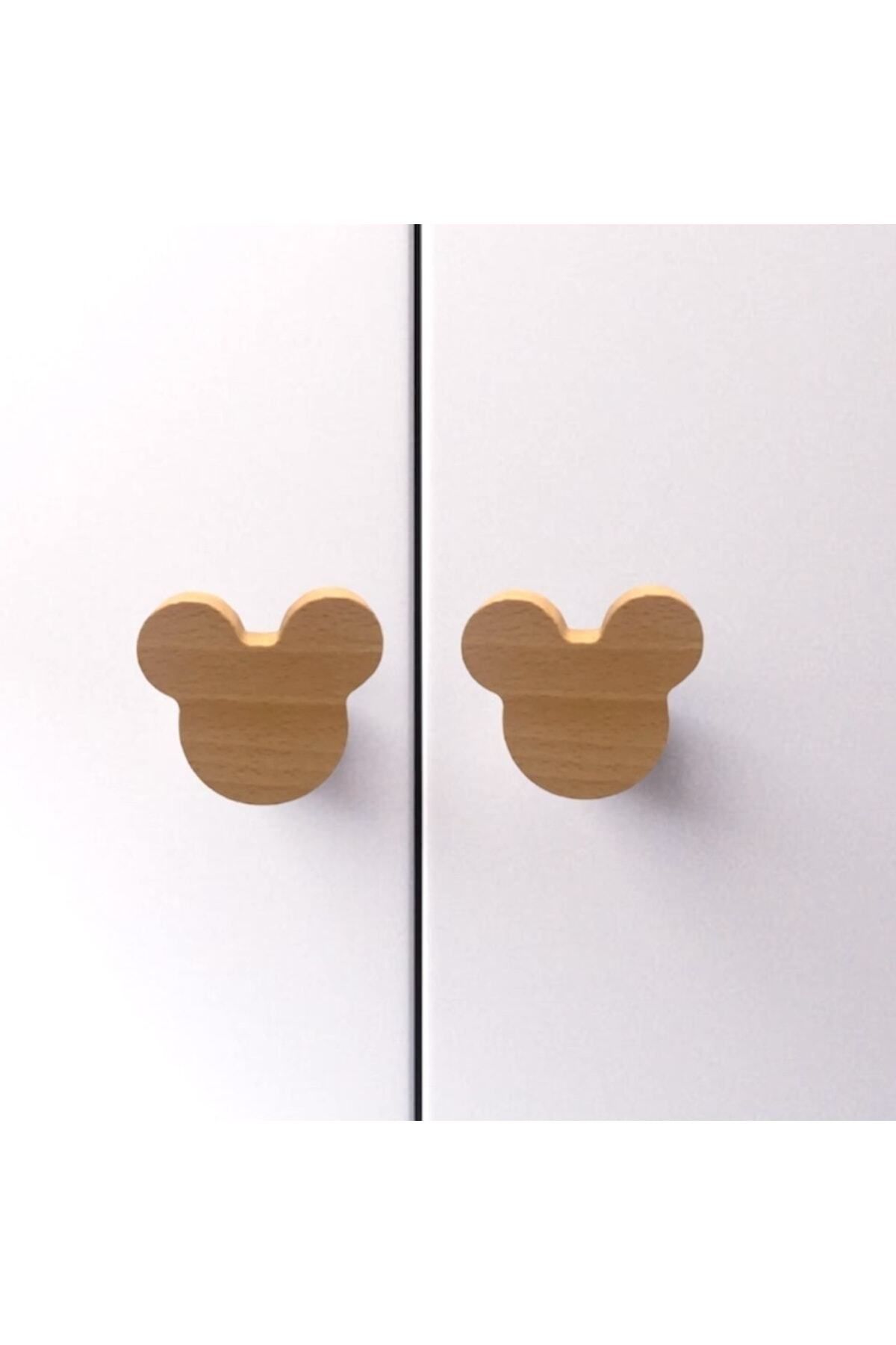 AFRALYAHOME 2 Adet! Mickey Mouse, Minnie Mouse Bebek Odası Ahşap Çekmece/dolap Kulpu Miki Fare Çekmece Kulp