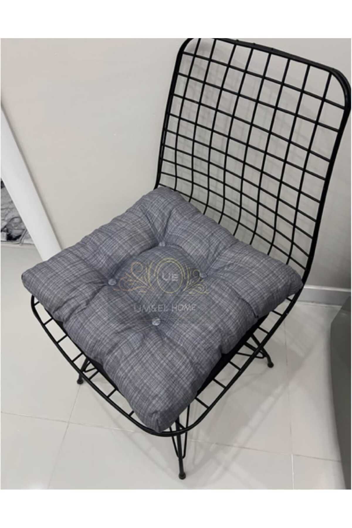 UMEL HOME Um&el Sandalye Minderi 40x40 Ebatta Düğmeli Kumaş Bagcıklı