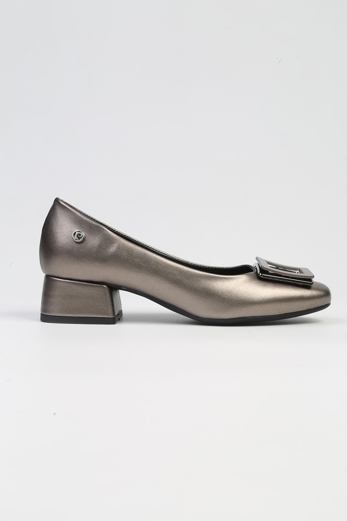Pierre Cardin ® | PC-53109- 3592 Platin Cilt-Kadın Kısa Topuklu Ayakkabı