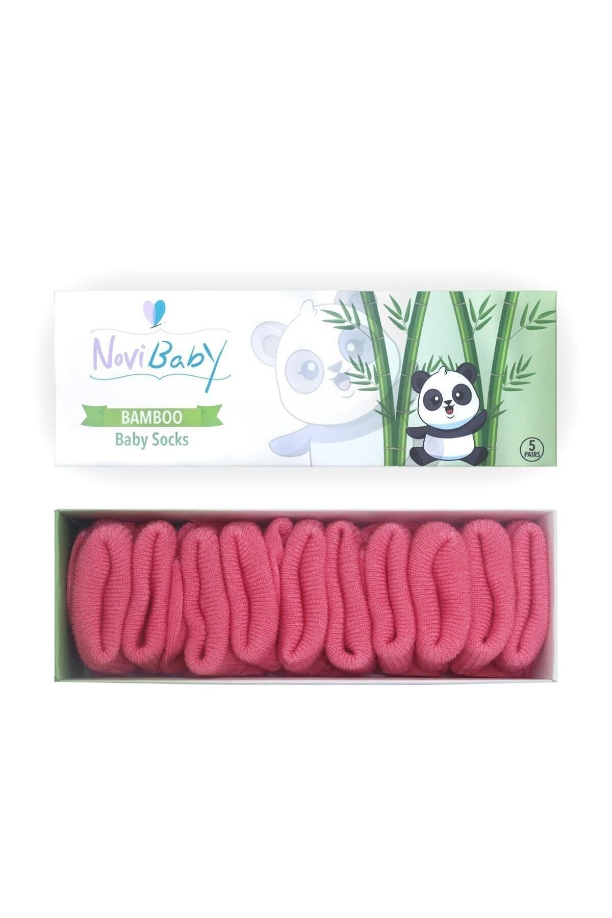 Novibaby 5'li Bambu Yenidoğan Bebek Çorap I Candy Pembe Kız Erkek Bebek Çorabı