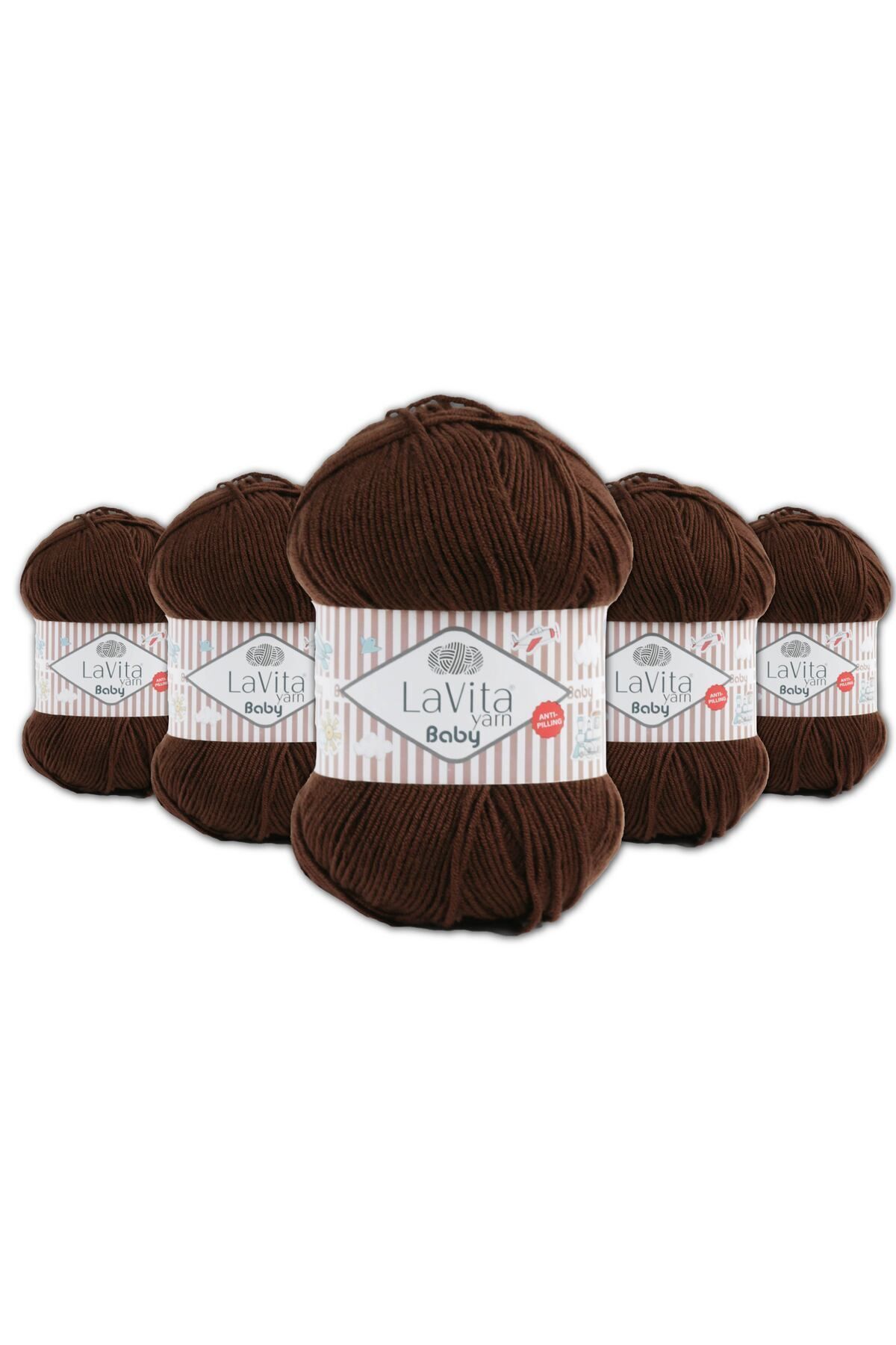 LaVita Yarn LaVita Baby El Örgü Ipligi 100 gr 5'li Paket, Taka Yarn (7203)