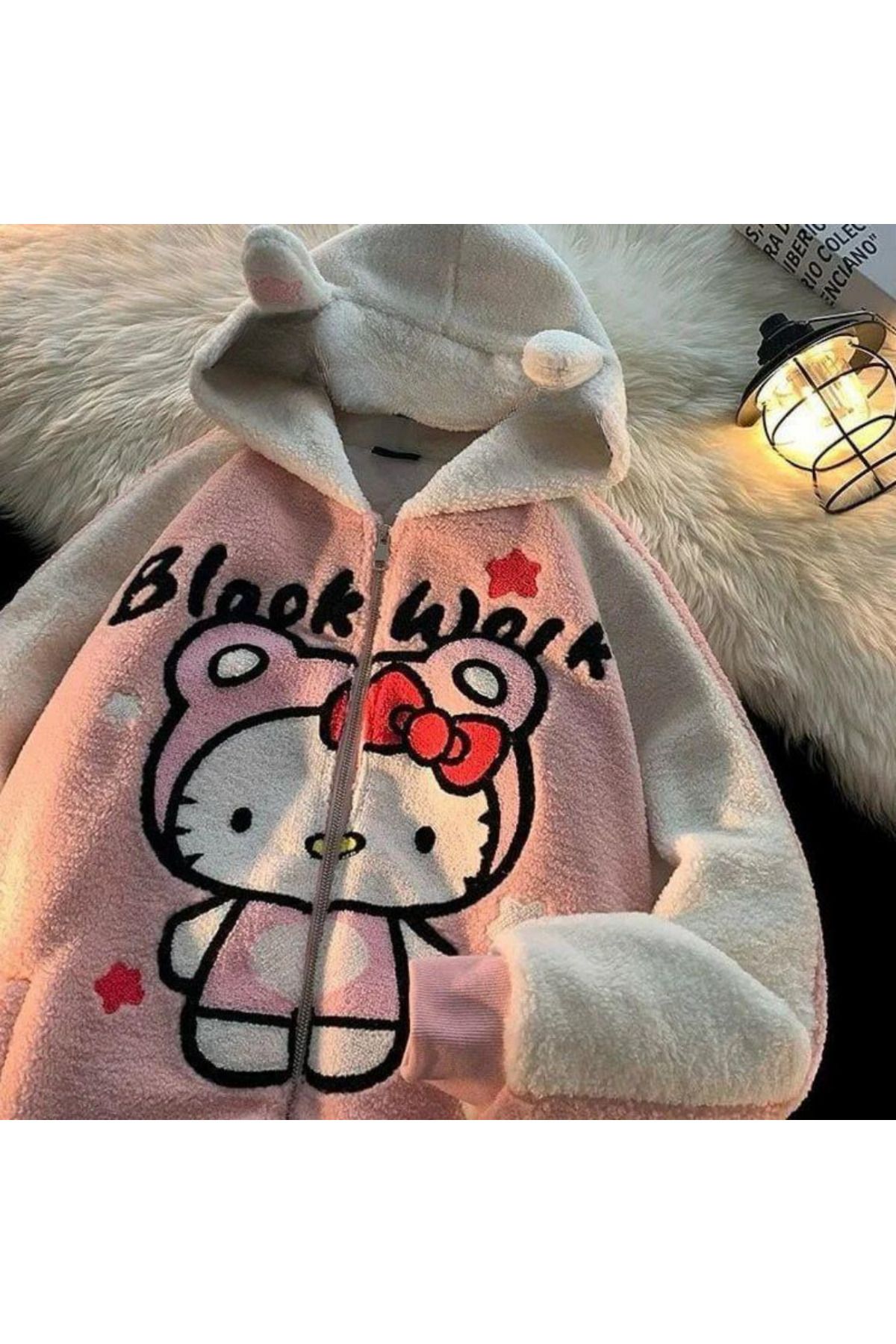 Gofeel Hello Kitty Yıldız Detaylı Peluş Aesthetic Ceket