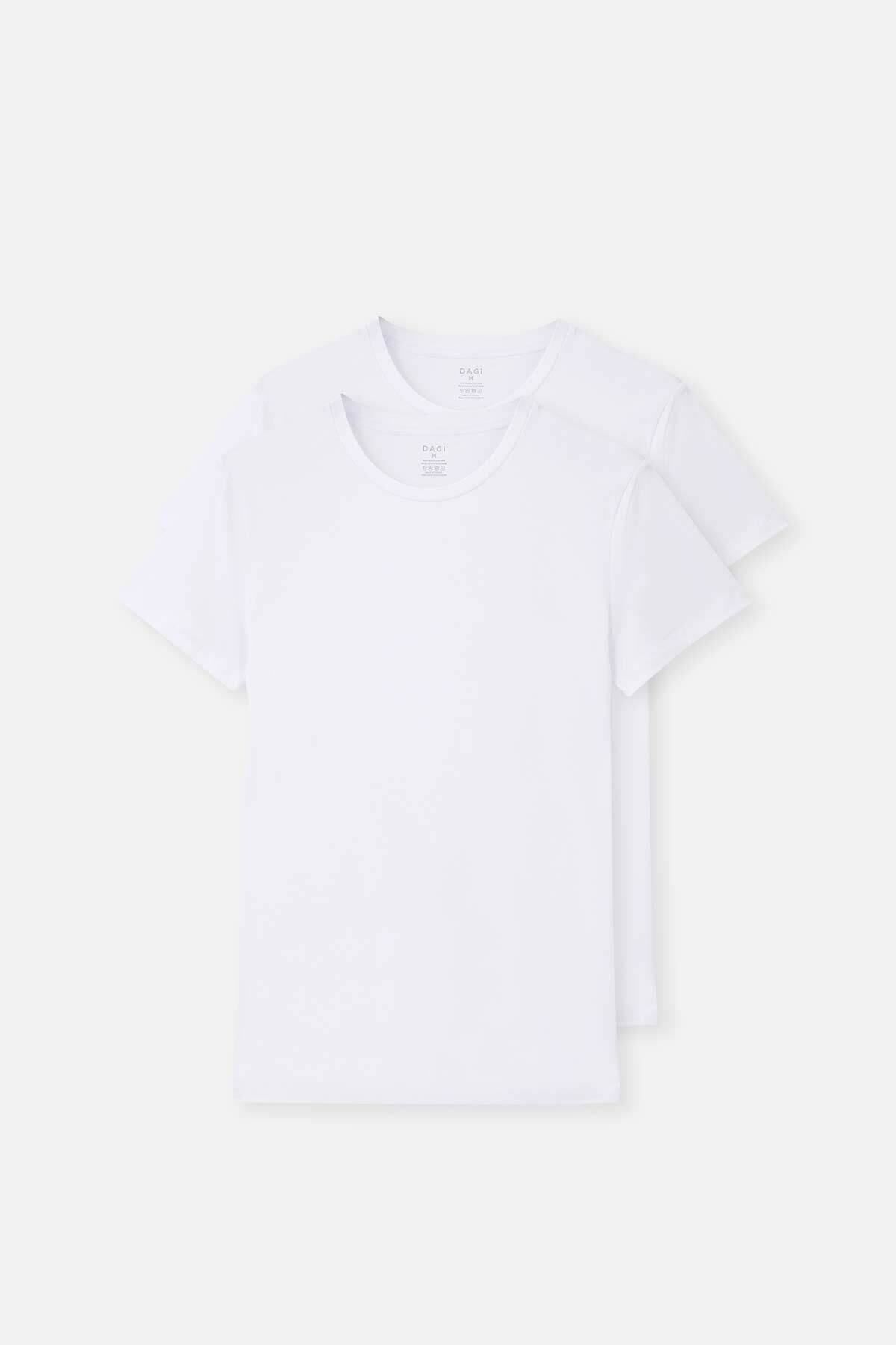 Dagi Beyaz Compact O Yaka 2'li T-shirt