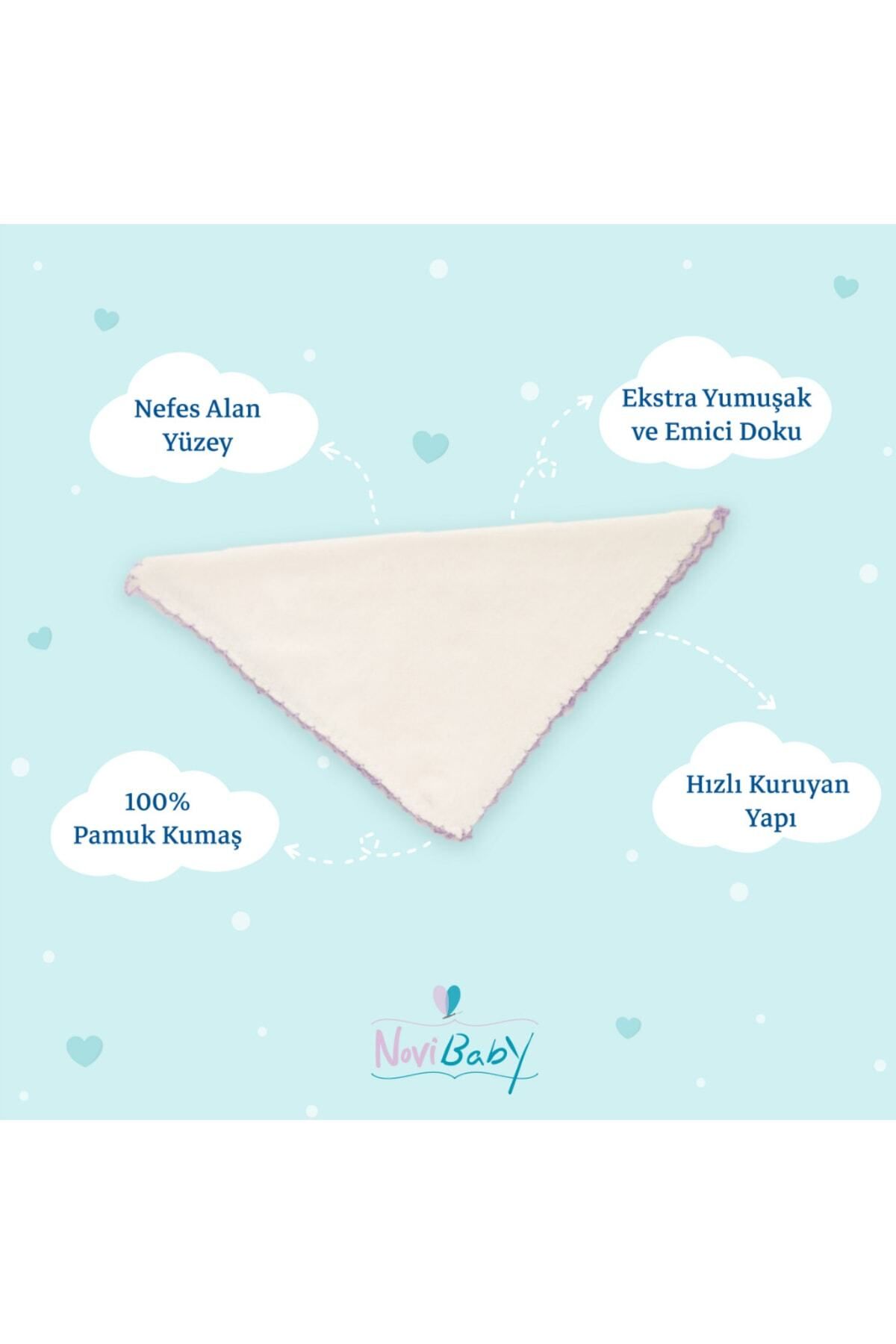 Novibaby 10’lu Bebek Ağız Mendili – Beyaz - Salya Mendili Ağız Silme Mendili 100% Pamuk 17x17cm