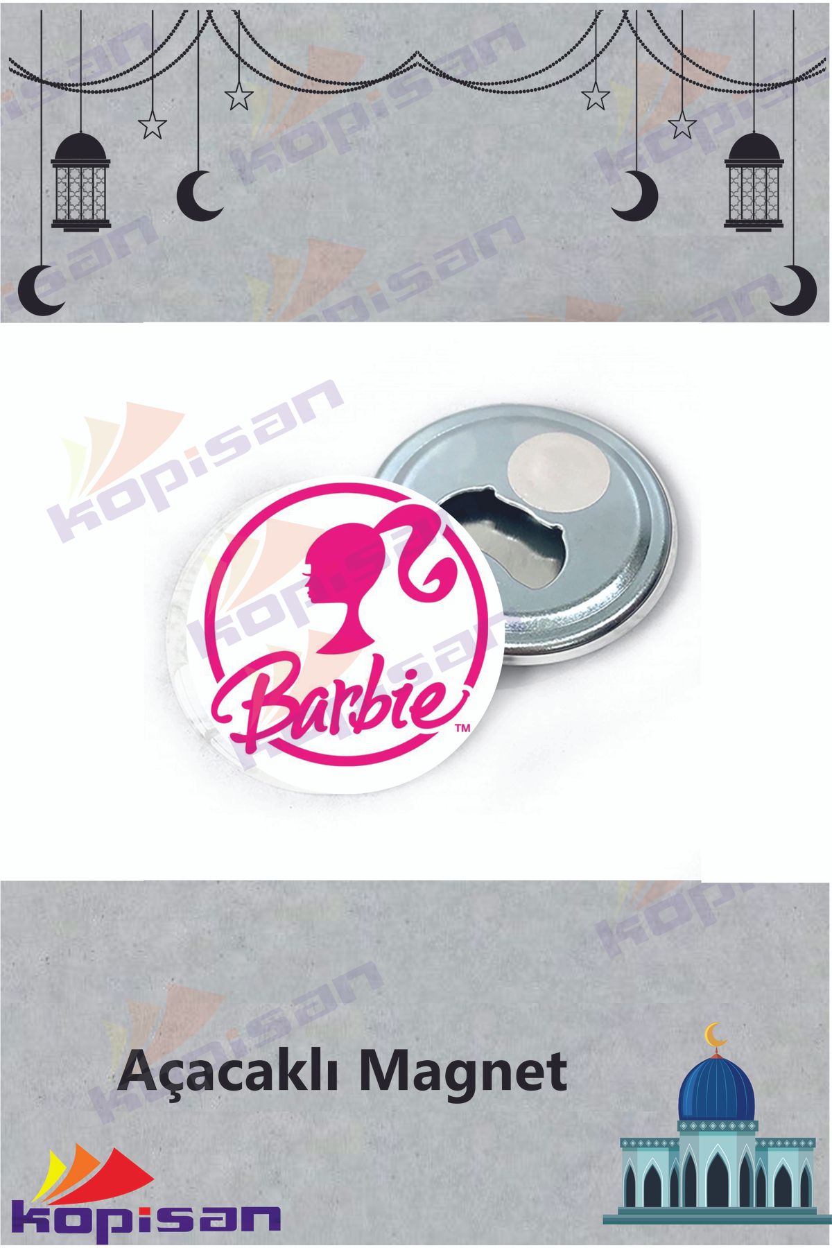 Kopisan 10 Adet Barbie Pembe Pink Barbie Ken Temalı Açacaklı Buzdolabı Magneti Hediyelik Doğum Günü Parti