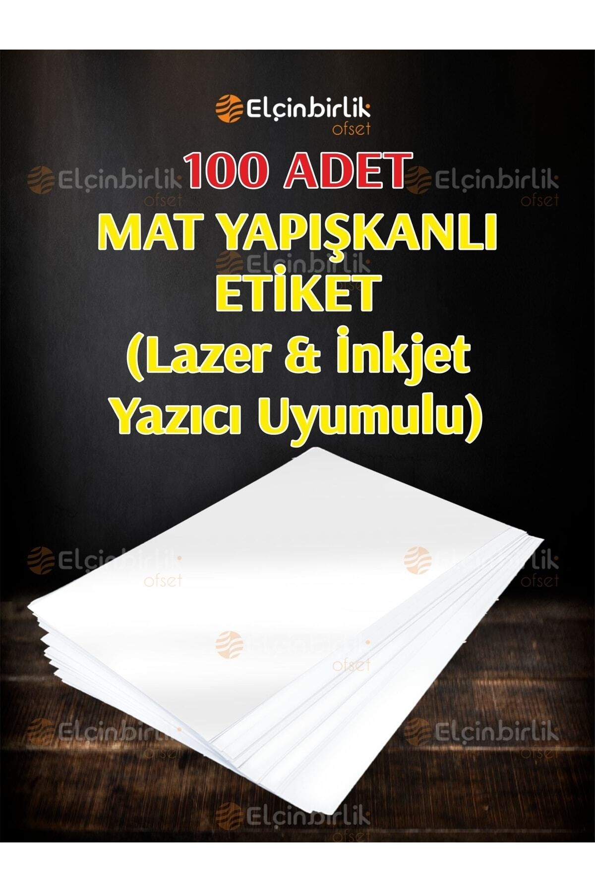 elçinbirlik 100lü Kartuşlu Mürekkepli Tüm Yazıcılara Uygun Yapışkanlı A4 Mat Kuşe Etiket Yapışkan