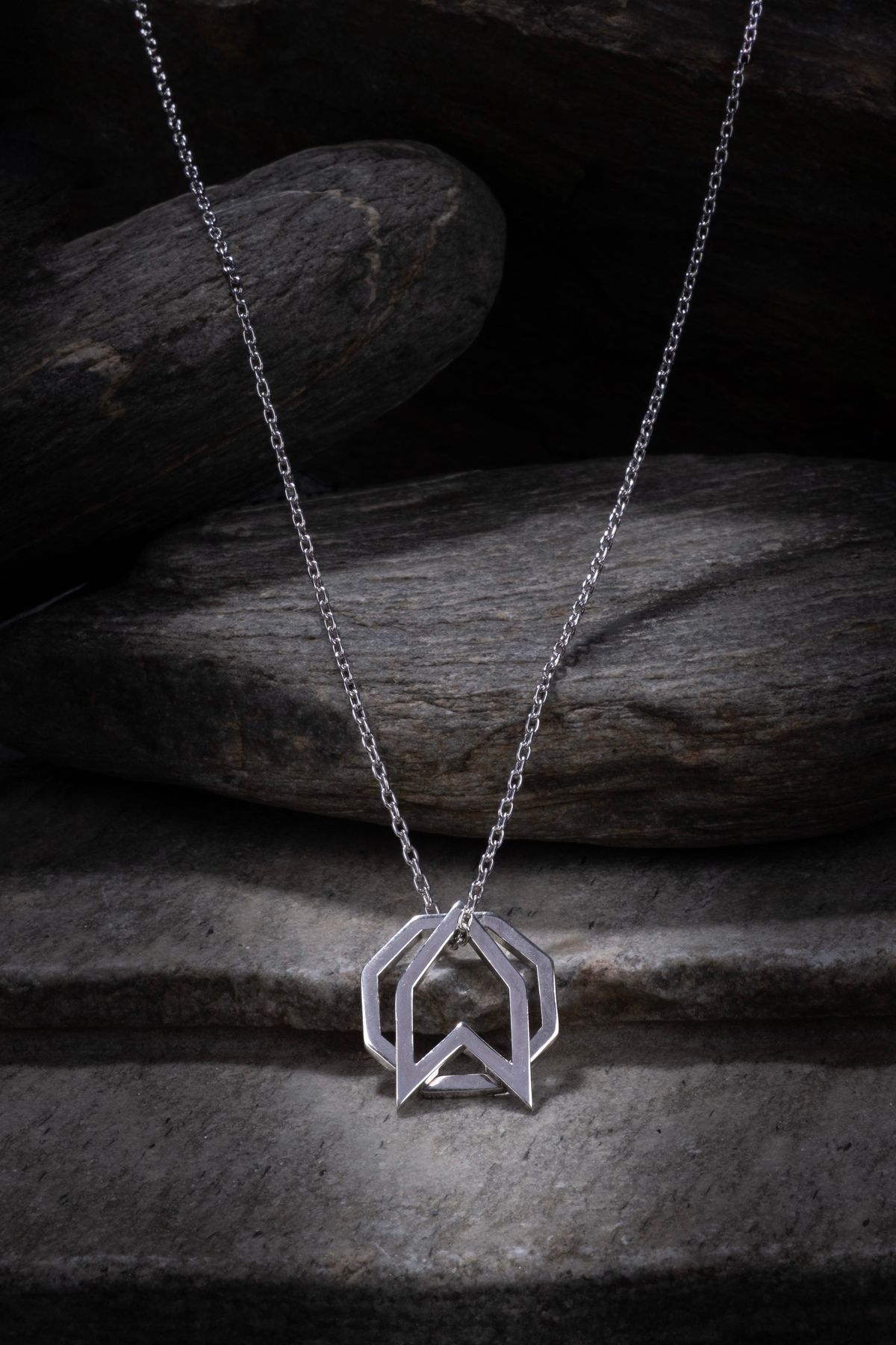 Atolyewolf Octagonal Logo Necklace In Silver
