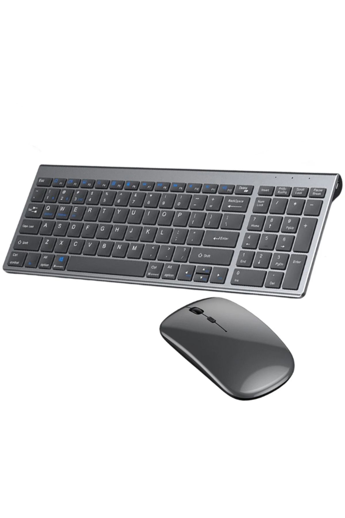 OneZero Kablosuz Klavye Mouse Set Şarjlı 2.4G USB Çift Modlu Mouse ve Bluetooth İngilizce Q Klavye ZR609