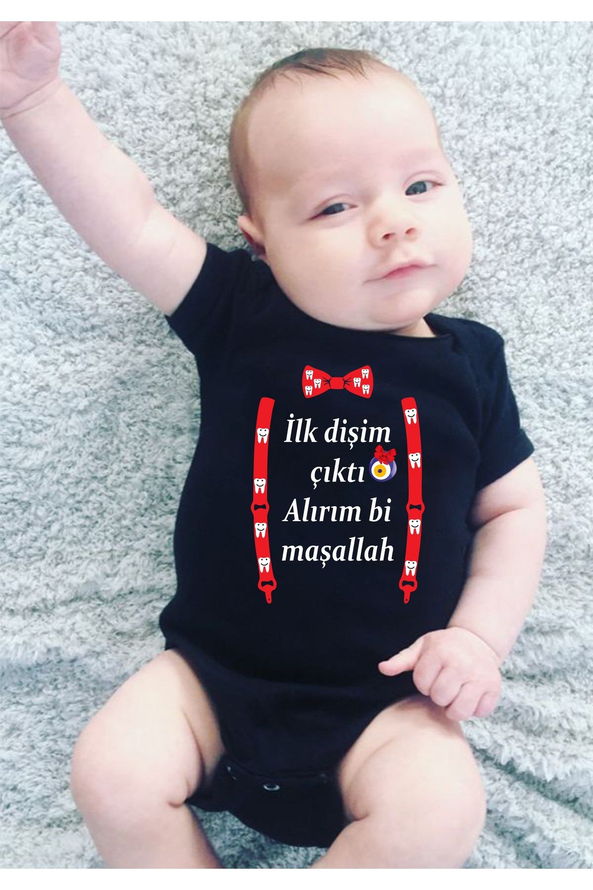 venüsdijital İLK DİŞİM ÇIKTI ALIRIM Bİ MAŞALLAH BASKILI BEBEK ZIBIN BODY