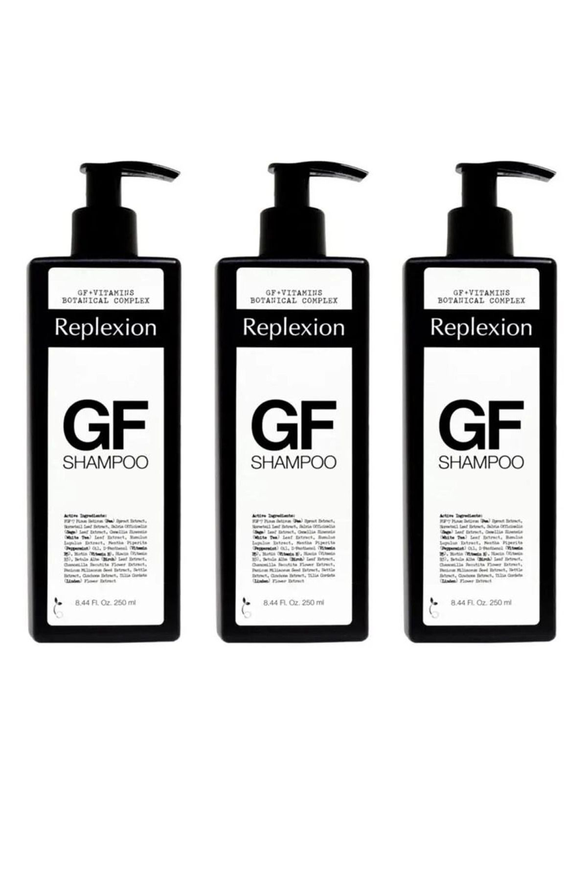 Replexion GF Shampoo 3 Adet Saç Dökülmesine Karşı Şampuan Yıpranmış Ve Hasar Görmüş Saçlara Bitkisel Koruma
