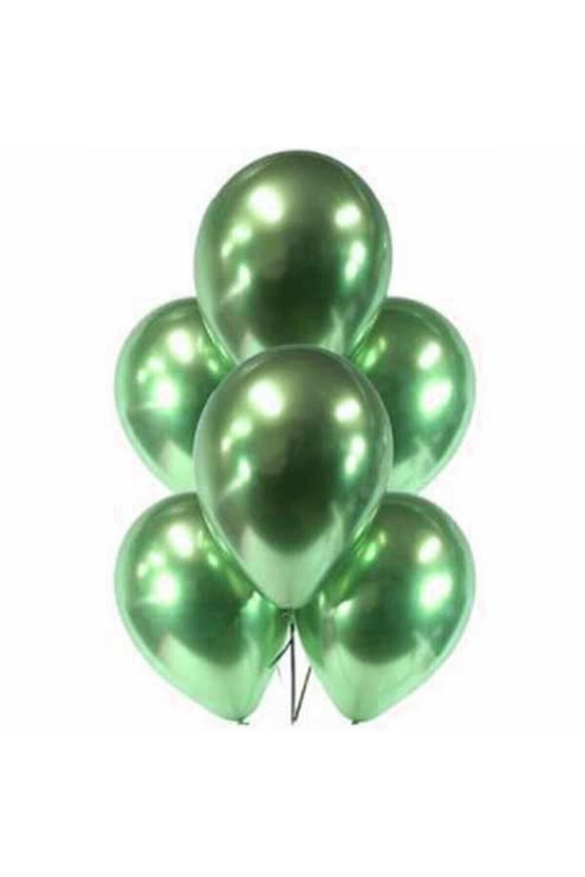 Partioutlet Fıstık Yeşili Renk Krom Balon 10 Adet