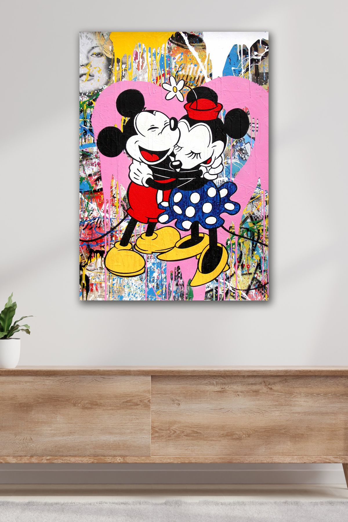 Sanat Tablo Mickey Mouse Minnie Mouse Banksy Tablo Kanvas Duvar Tablosu Baskılı Ev Ofis Otel Dekor Hediyelik