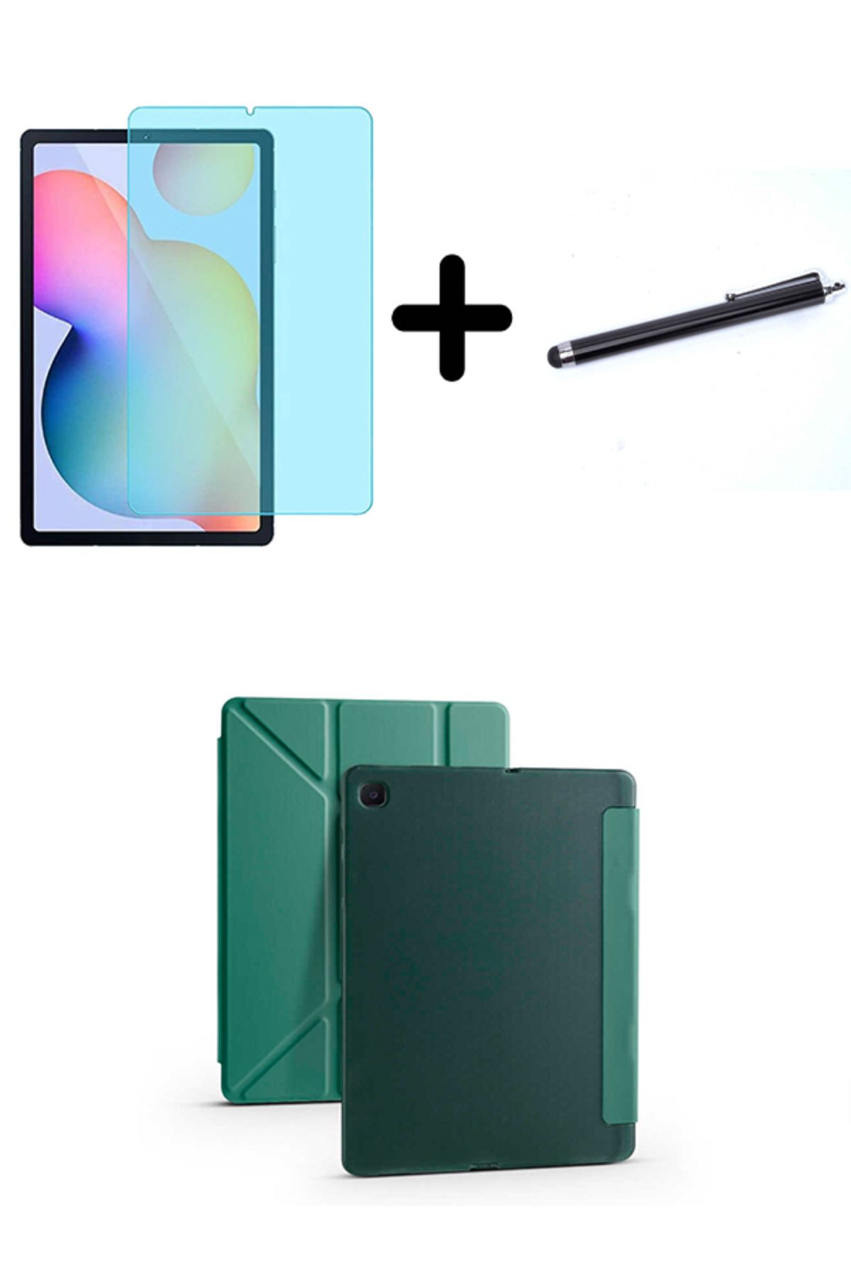 Nezih Case Galaxy Tab S6 Lite P610 / P613 Kalem Bölmeli Uyumlu Deri Kılıf + Ekran Koruyucu + Dokunmatik Kalem