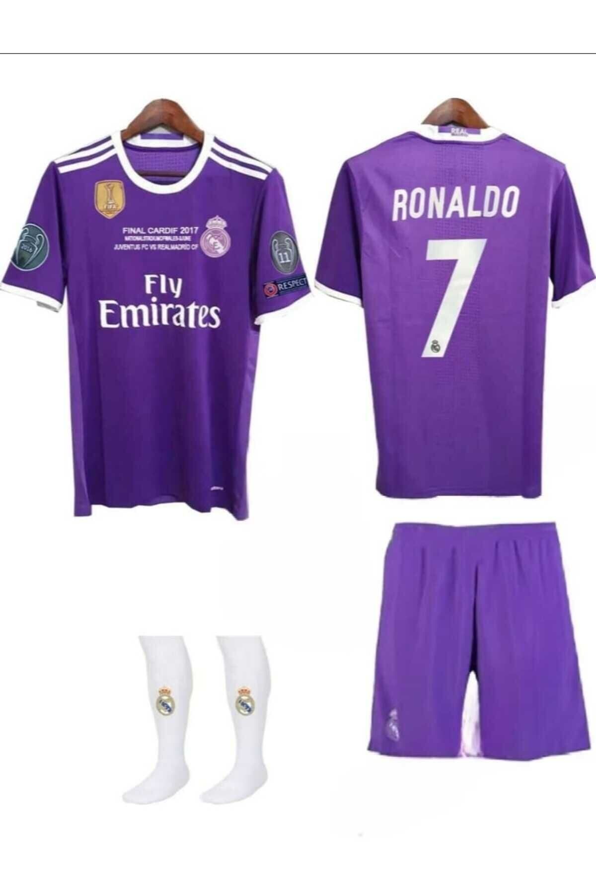 BYSPORTAKUS Real Madrid 2017 Cardiff Şampiyonlar Ligi Cristiano Ronaldo Çocuk Forması Seti
