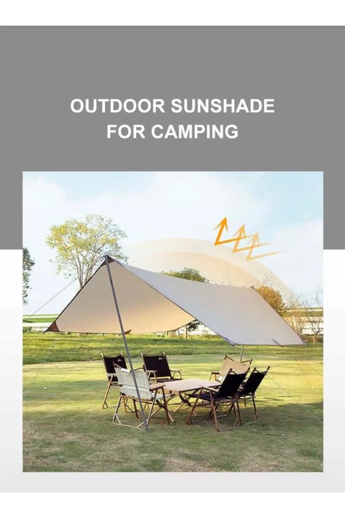 NEVARSA Portatif Güneşlik Tente 440x300 cm Su Geçirmez Plaj Şemsiyesi Bahçe Teras Çardak Kamp