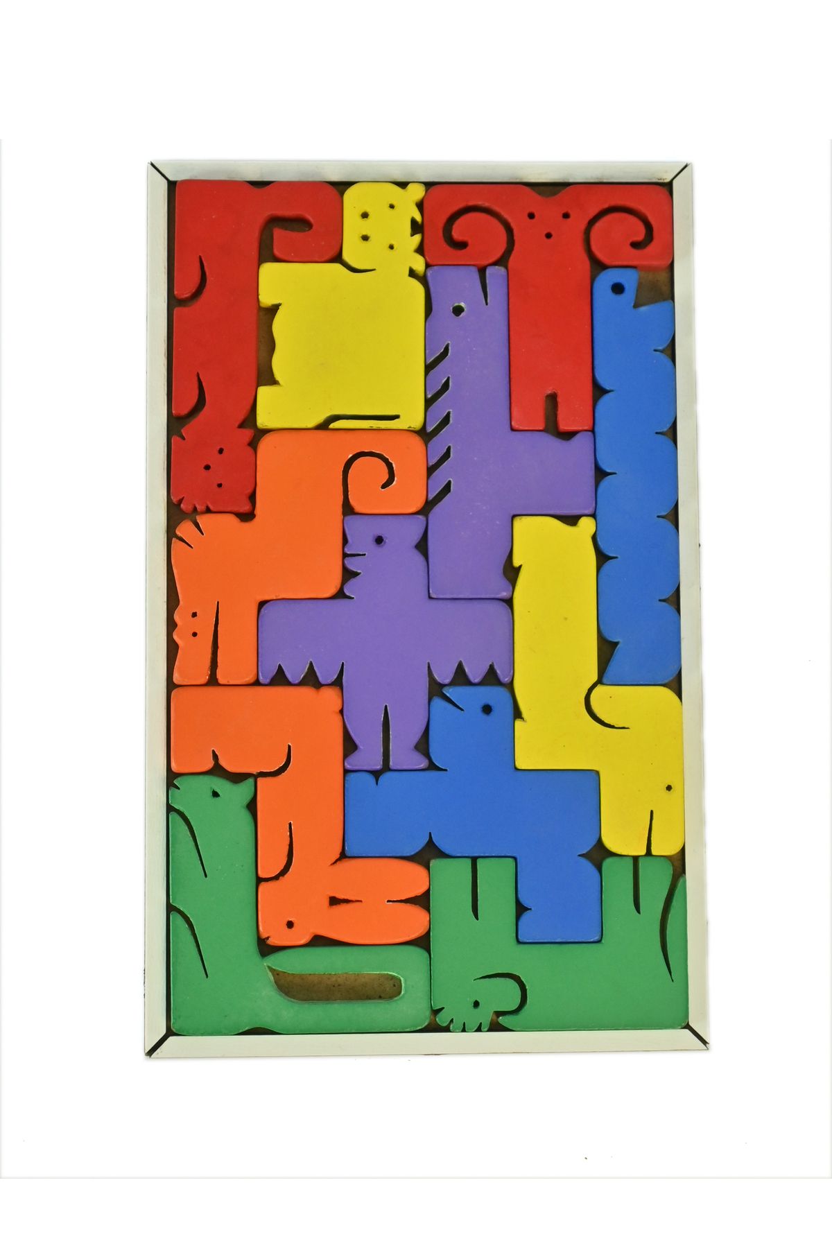 Capellawoodworks Çocuklar İçin Ahşap Blok Yapboz - Eğlenceli Hayvan Tangram Bulmacası Çin Puzzle