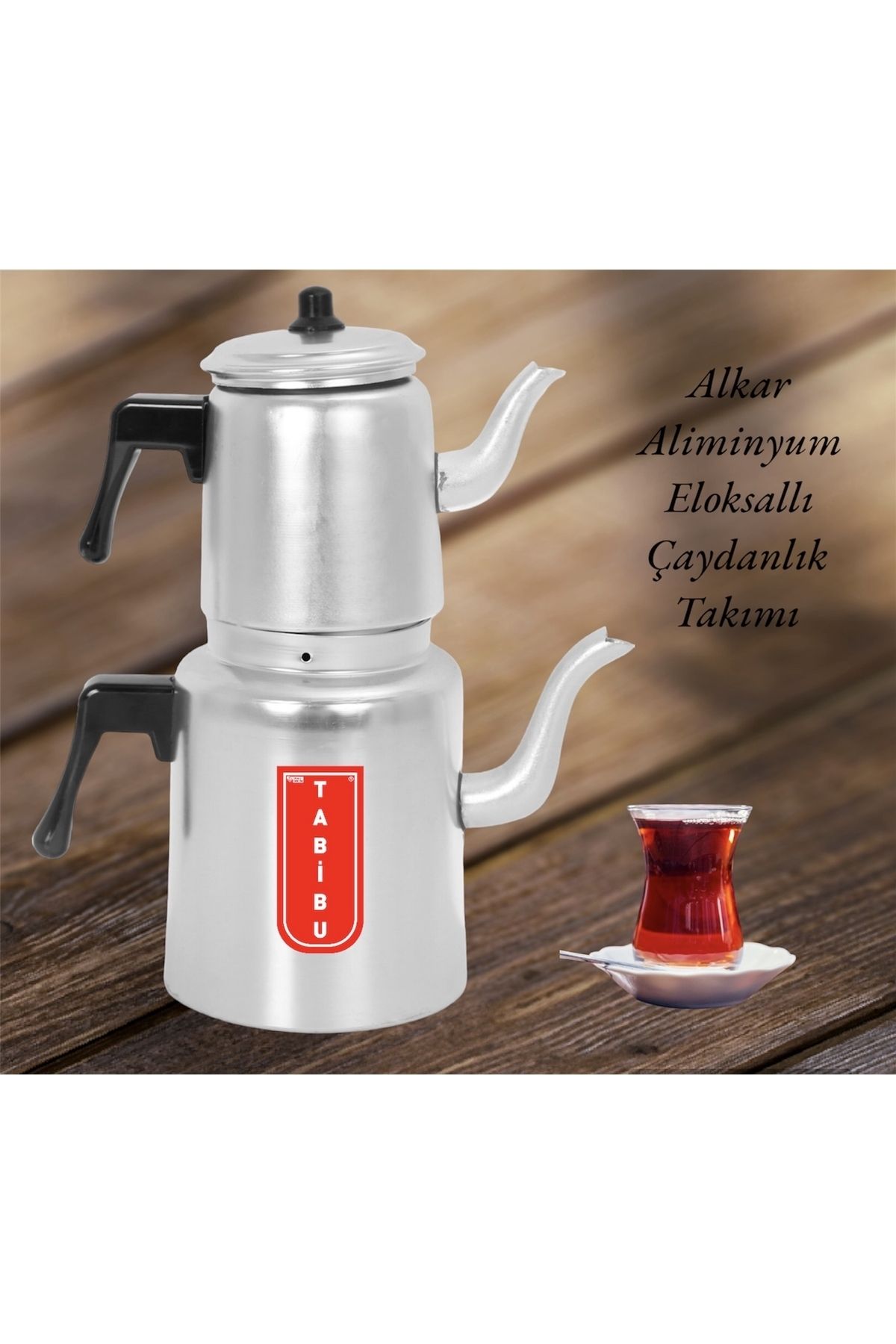 Tabibu Aliminyum Çaydanlık Takımı Alkar Eloksallı 3no 4-6kişilikdir