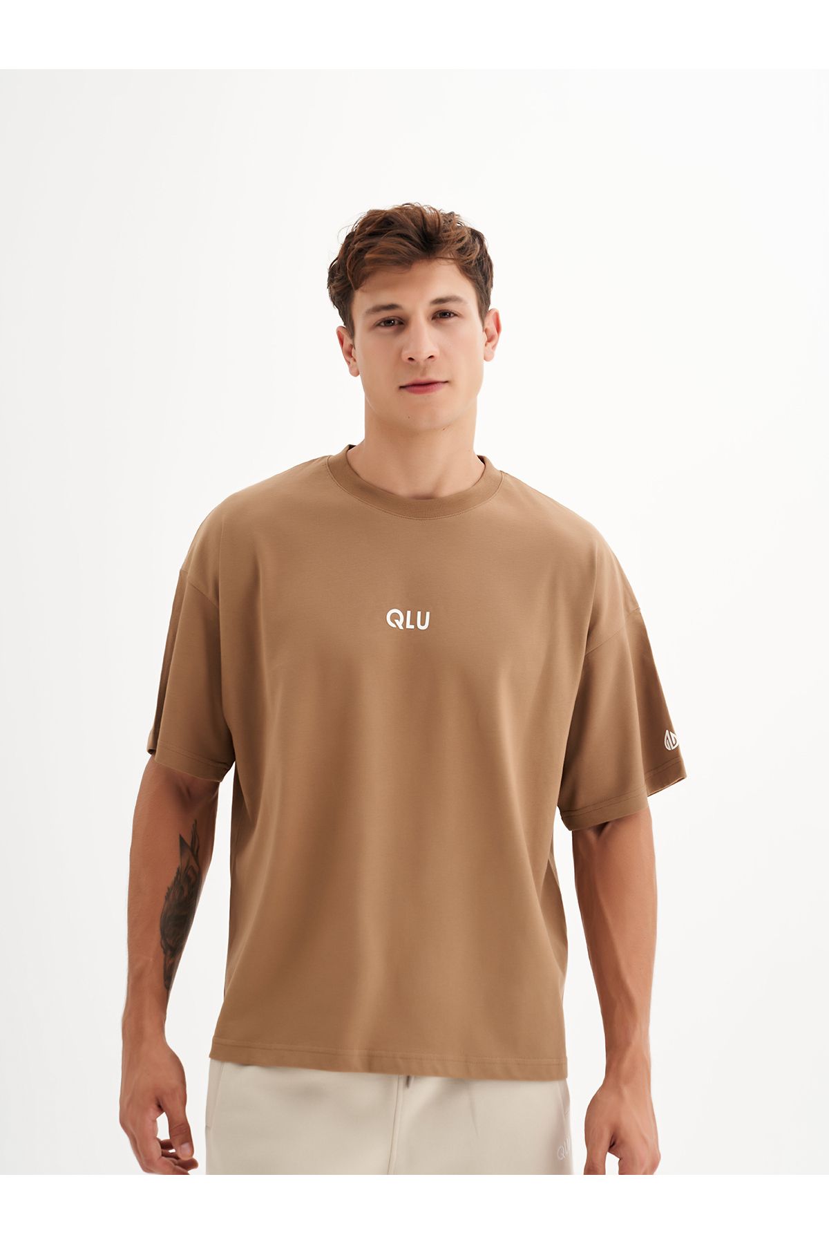 qlu Infinity Unisex Kahverengi Oversize T-shirt