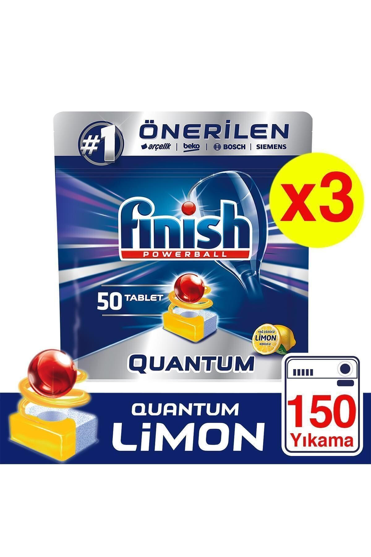 Finish Quantum 150 Tablet Bulaşık Makinesi Deterjanı Limon (50x3)