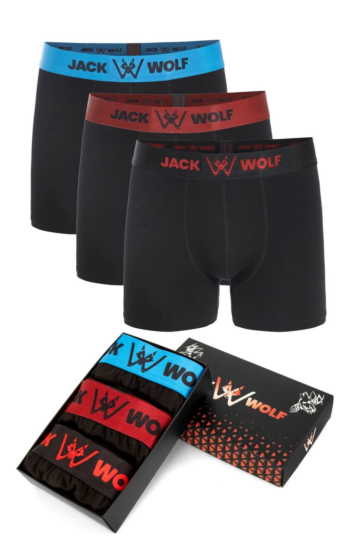 jack wolf 3 lü VIP Premium pamuklu likralı erkek boxer
