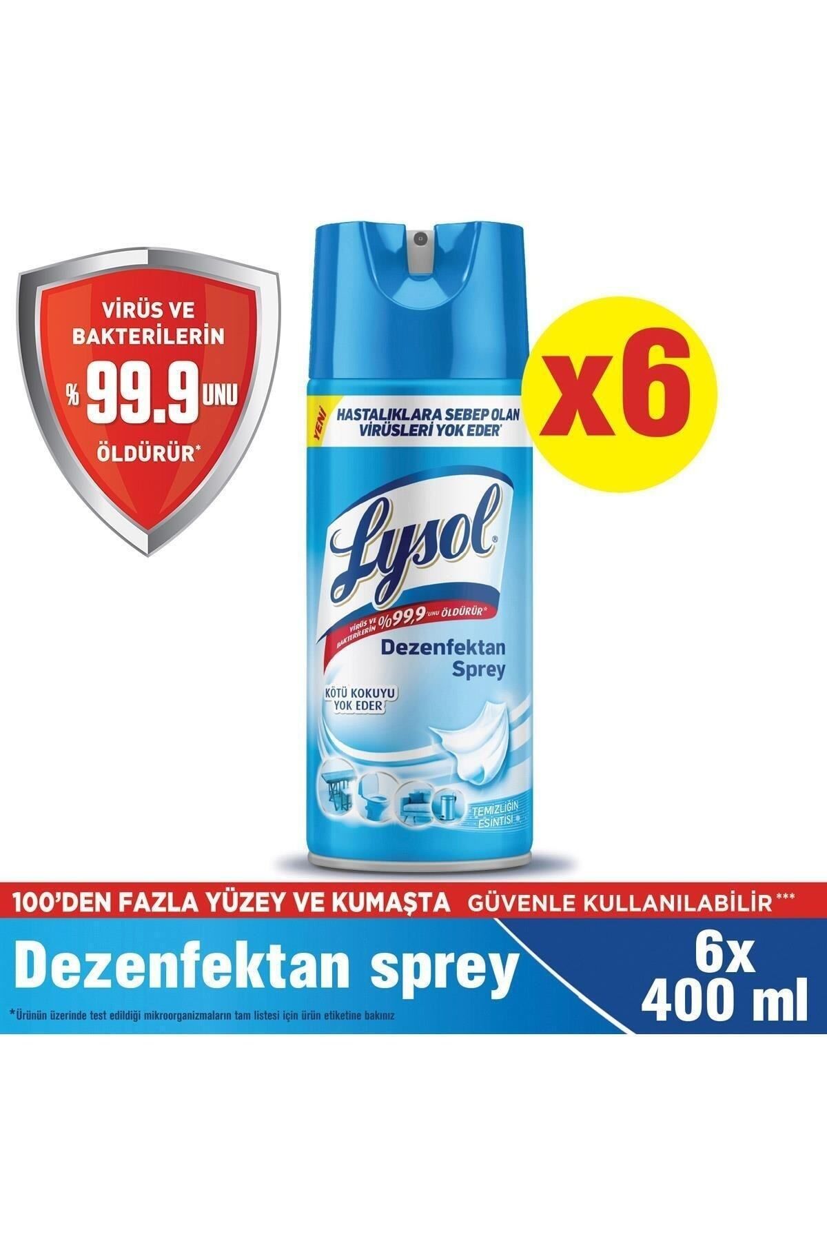 Lysol Dezenfektan Sprey Temizliğin Esintisi 6’lı, Yüzeyler için, 6x400 ml