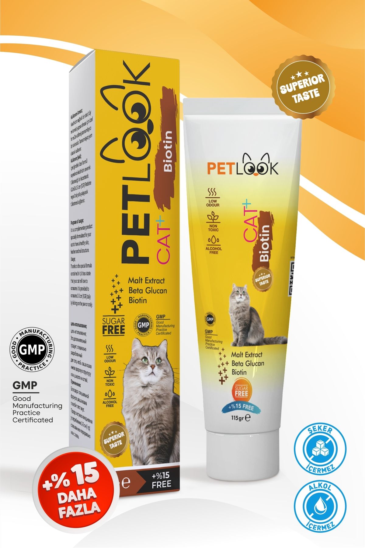 PetLook Kedi Tüy Dökümü Engelleyici Biotin Kedi Maltı, Kedi Vitamini, Kedi Ödülü