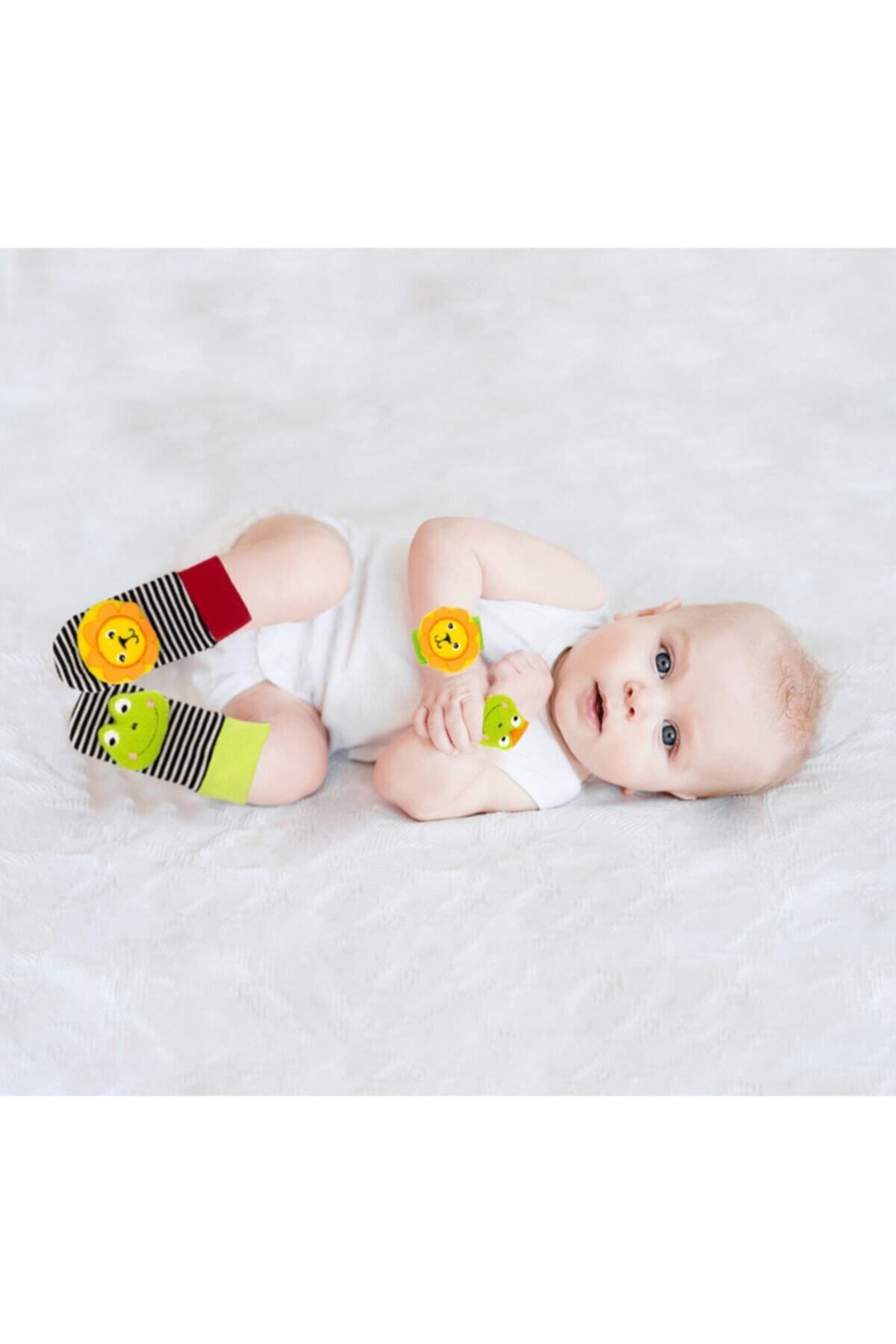 Babyjem 0 - 1 Yaş Çıngıraklı Çorap Ve Bileklik Aslan-kurbağa Tekstil Çok Renkli