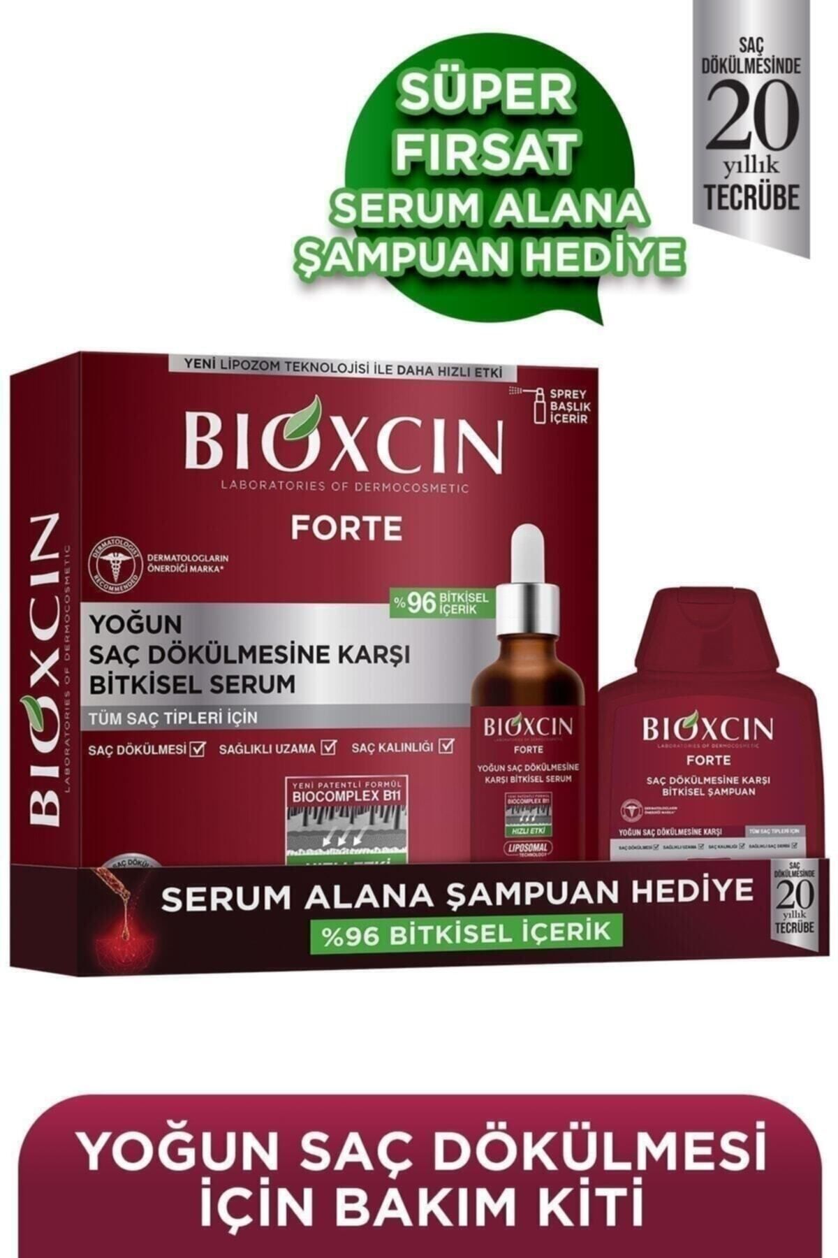 Bioxcin Forte Serum 3x X 50 ml + Forte Şampuan 300 ml Set
