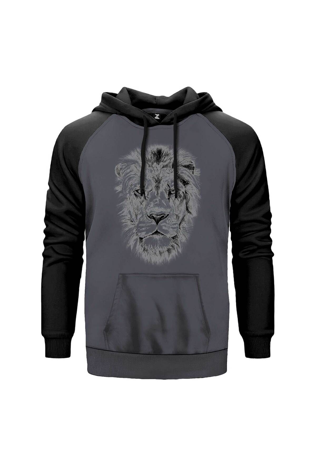 Z zepplin Lion Face Gri Renk Reglan Kol Sweatshirt