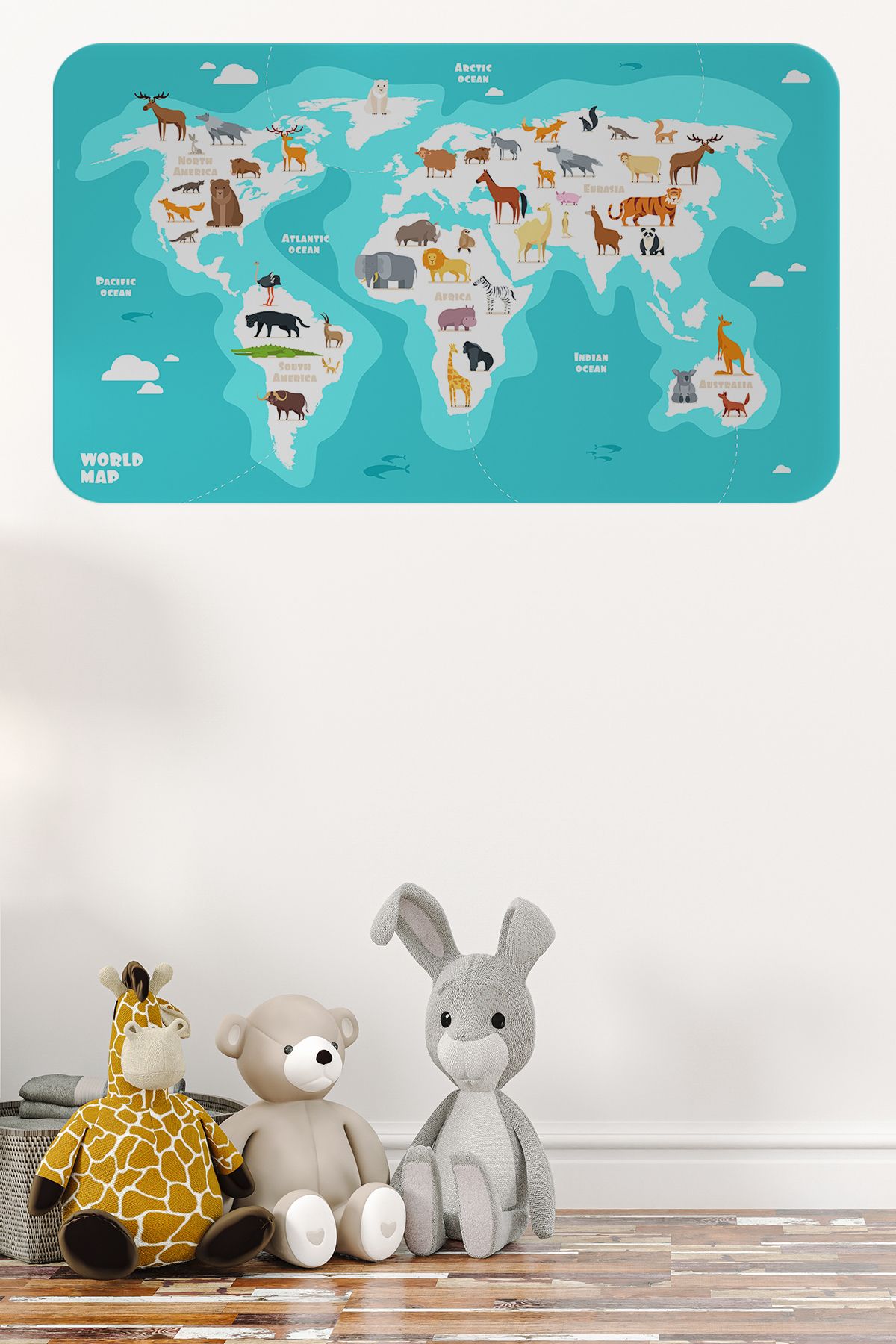 LotusDAN Eğitici Dünya Haritası Dünya Atlası Çocuk ve Bebek Odası Duvar Sticker-60x105-3785