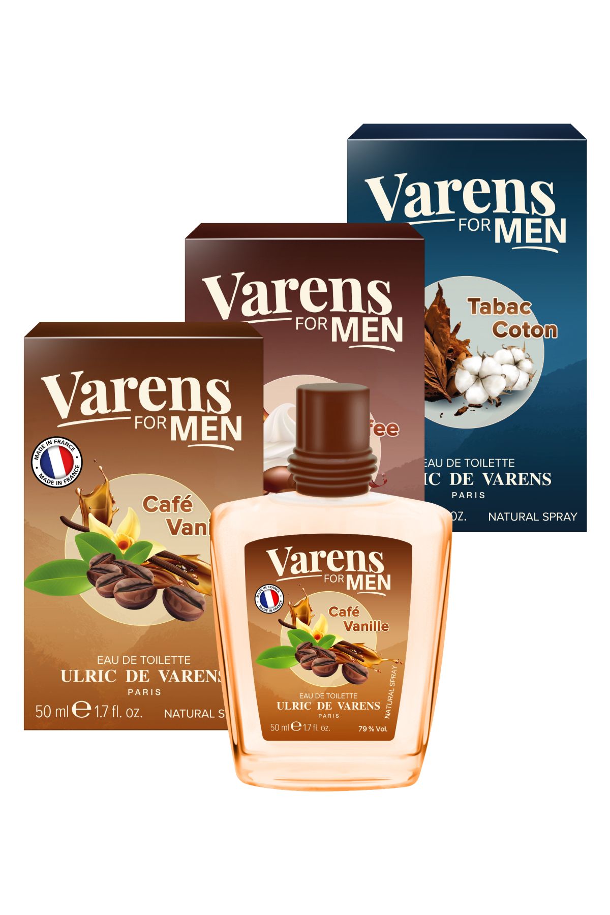 Ulric De Varens Varens For Men Café Vanille, Tabac Coton, Irish Coffee 3'Lü Set 3X50ML EDT   3326240055561