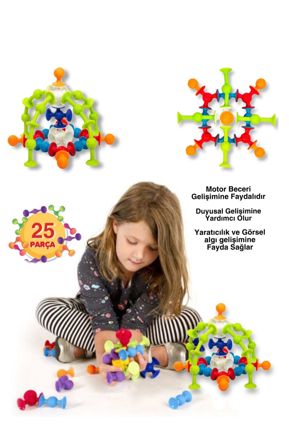 SHOPİST Vakum Molekül 25 Parça Yapı Taşları Fidget Duyusal Eğitici Oyuncak Squigz Lego