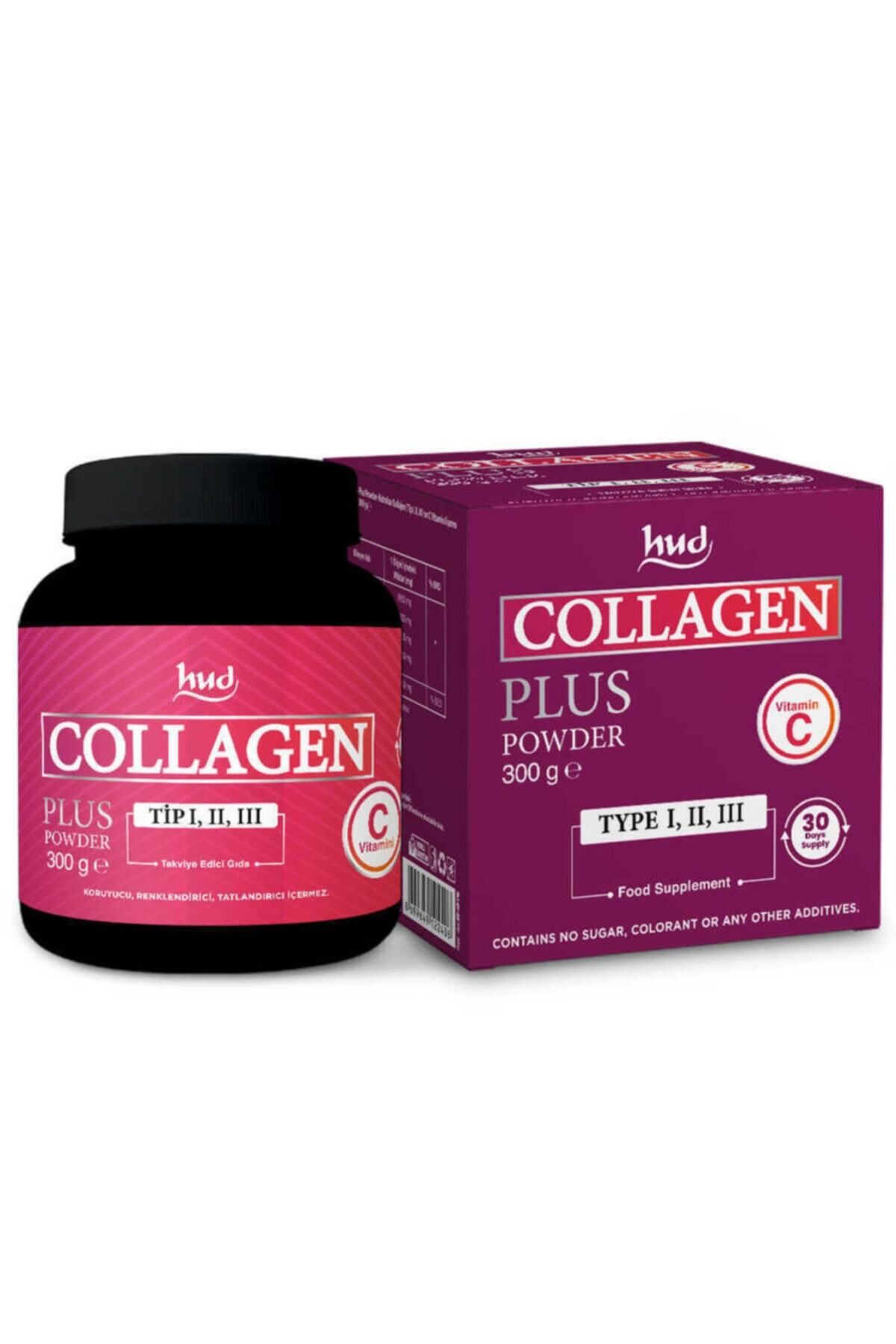 Hud Collagen Plus Powder + C Vitamini - 300 Gr - Tip 1-tip 2-tip 3