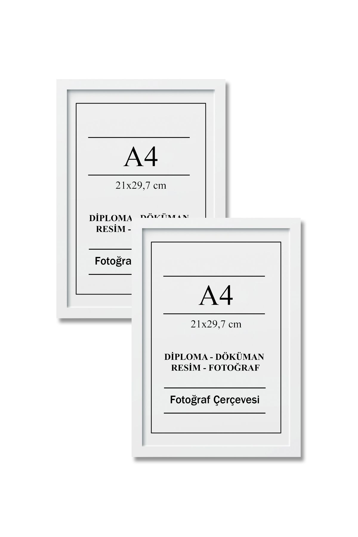 UON A4 Çerçeve Beyaz 21x30 Diploma Belge Sertifika 2’li Düz model Fotoğraf Resim Çerçeve Seti