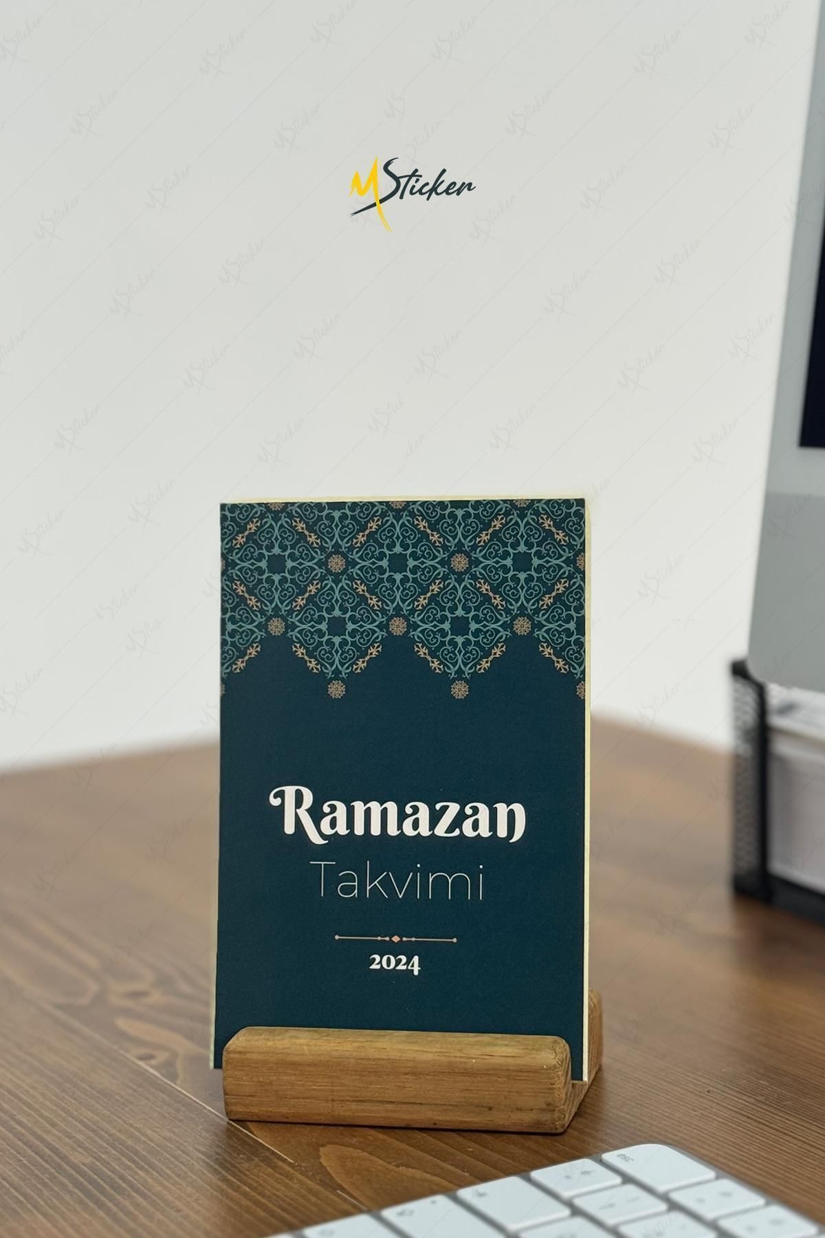 MSticker Ramazan Takvimi - Ramazan Ayı Dualı - Günün Önemi İçerikli Ahşap Tutuculu Takvim , Ramazan Seti