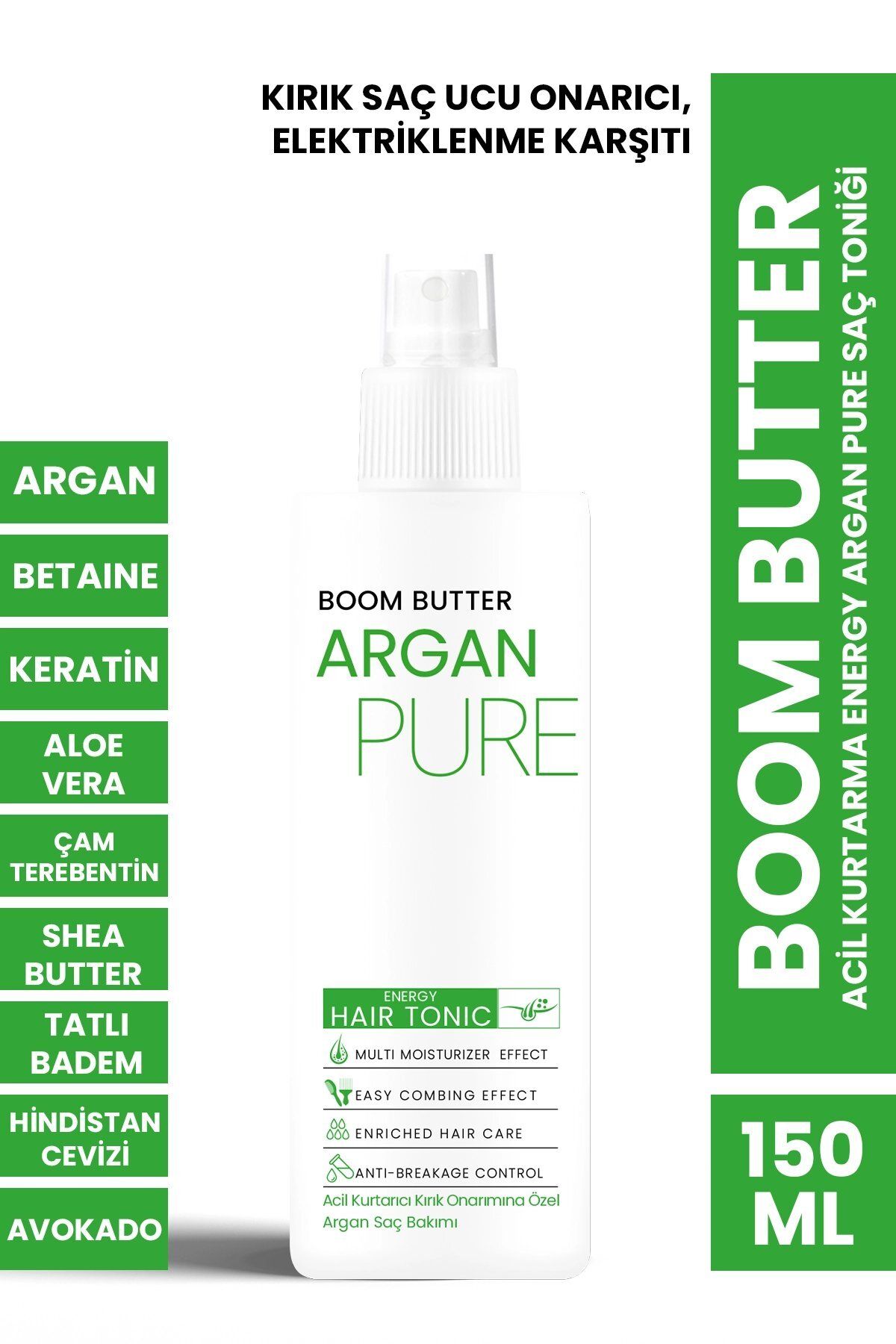 BOOM BUTTER Acil Kurtarma Energy Argan Pure Saç Toniği 150ML