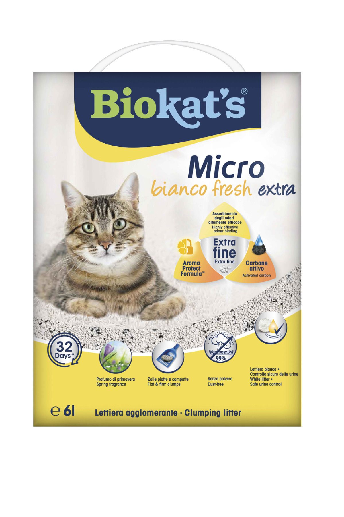 Biokat's Biokat's Tozsuz Topaklanan Kedi Kumu Micro Bianco Fresh Extra 6lt