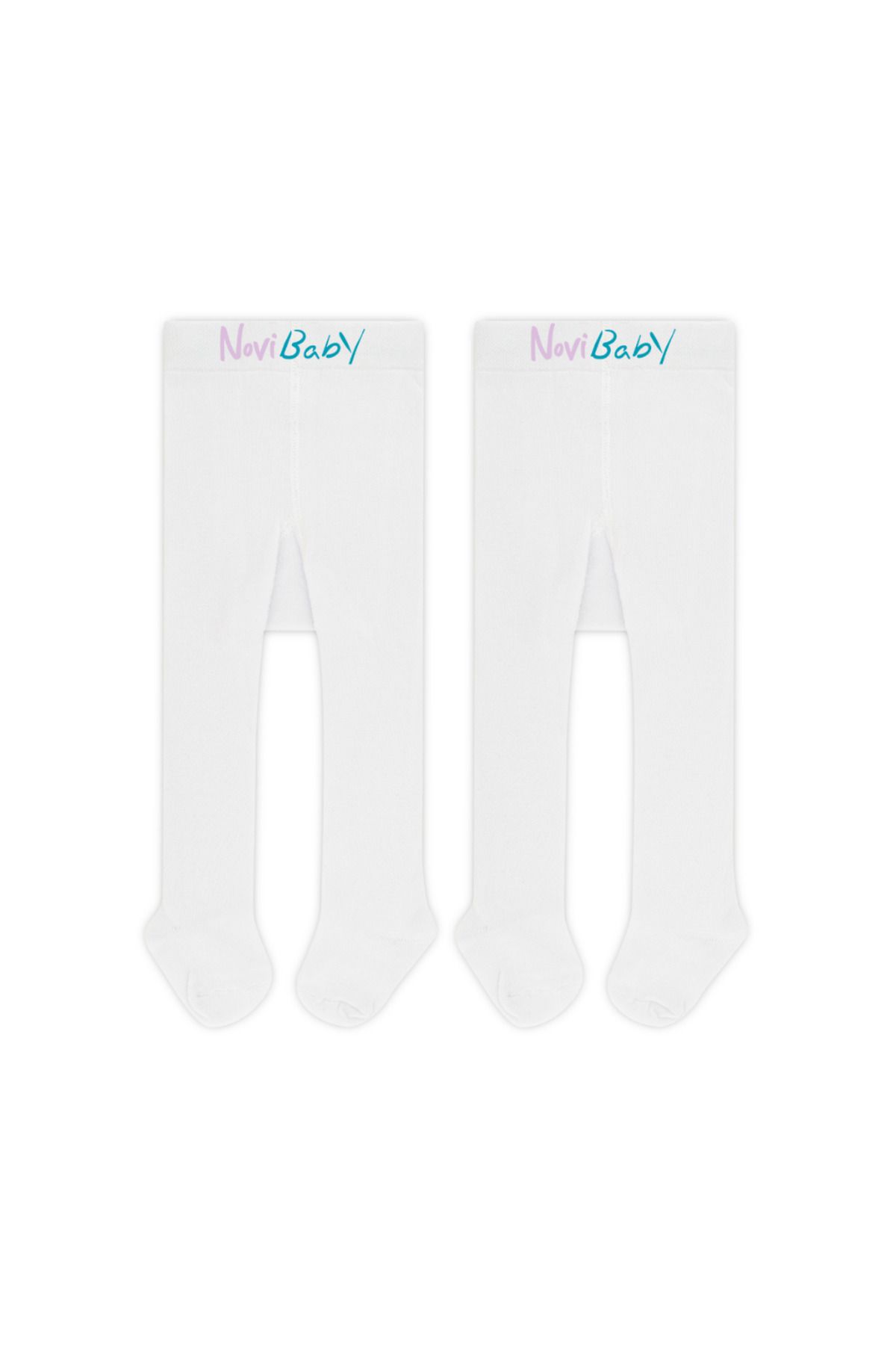 Novibaby 2'li Bebek Pamuklu Külotlu Çorap, Çocuk Yenidoğan Pamuk Kız Erkek Okul Çorabı, Beyaz Ekru Pembe