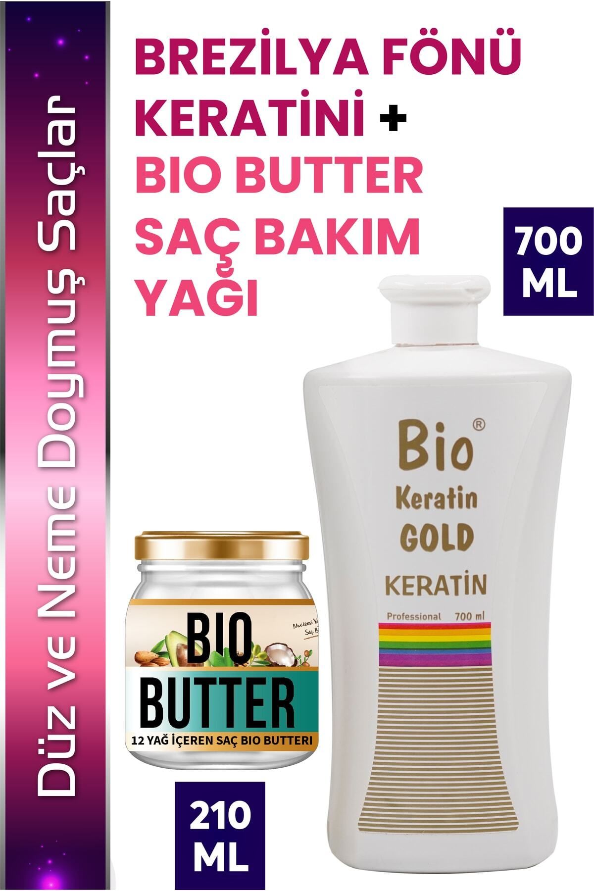 Bio Keratin Gold Brezilya Fönü Keratini 700 ml + Bio Butter Saç Bakım Yağı 210 ml