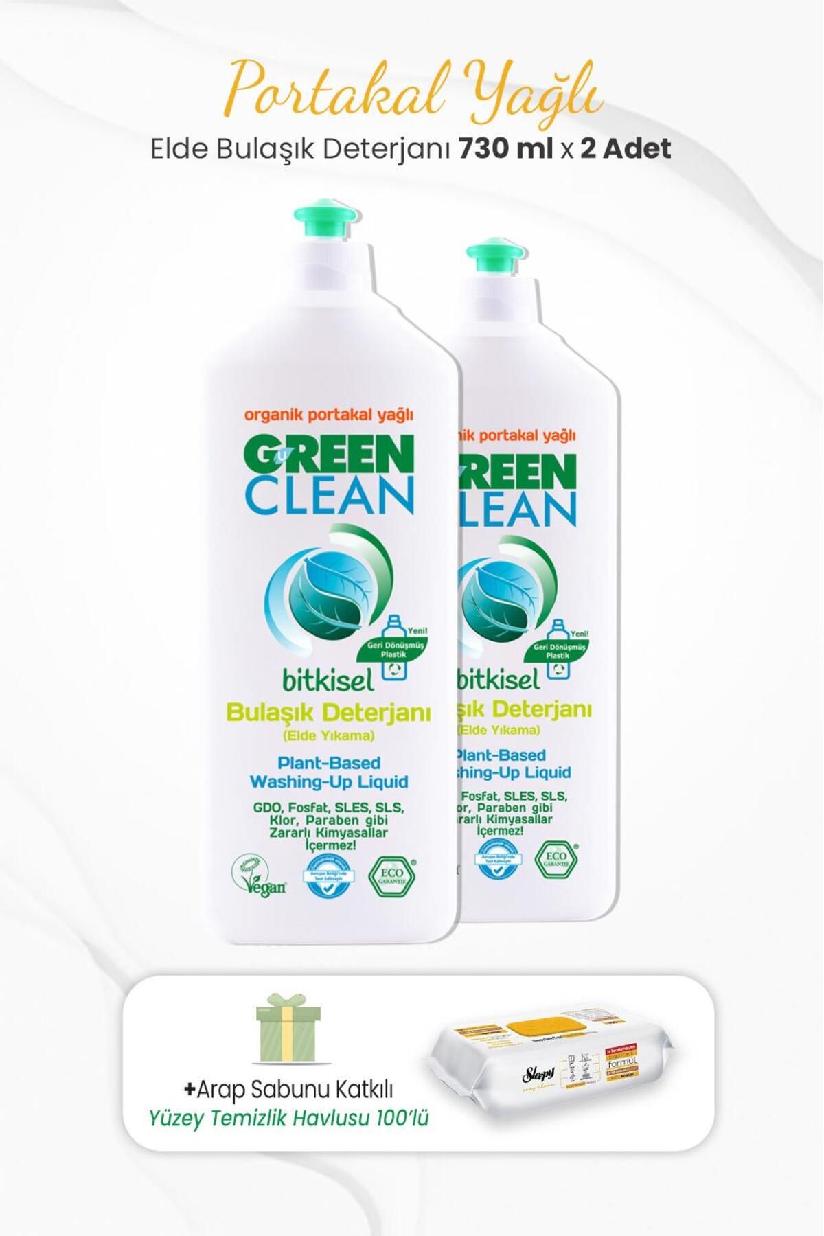 Green Clean 2li Elde Bulaşık Deterjanı 730 ml Ve Arap Sabunlu Temizlik Havlusu