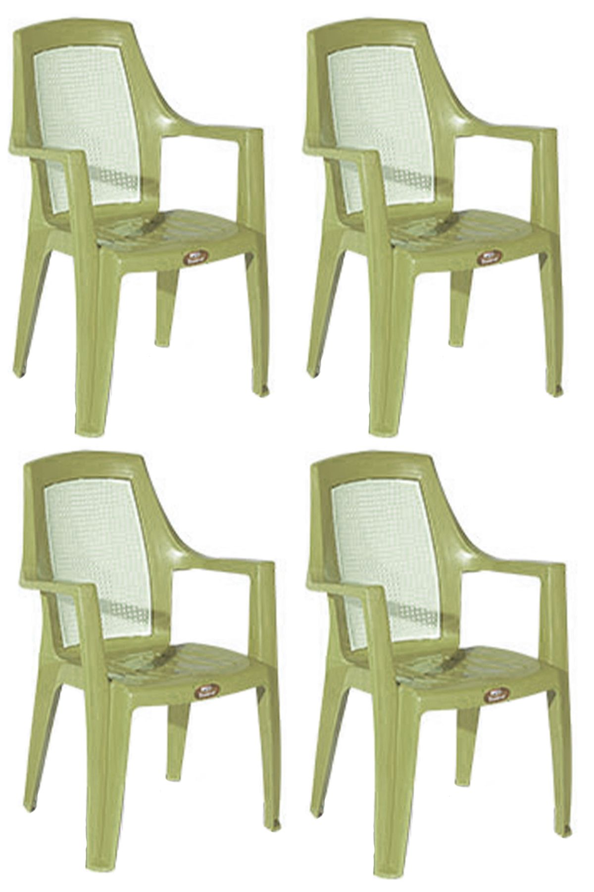 ALMİNA Plastik Bahçe Sandalyesi Bahçe Balkon Ve Teras Sandalyesi Çift Renk Diamond Sandalye Takımı 4 Adet