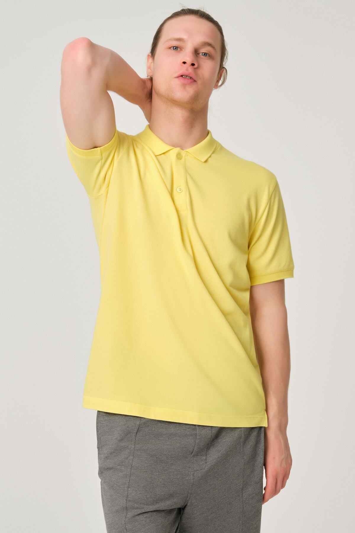Dagi Sarı Polo Yaka Pamuklu Pike T-shirt