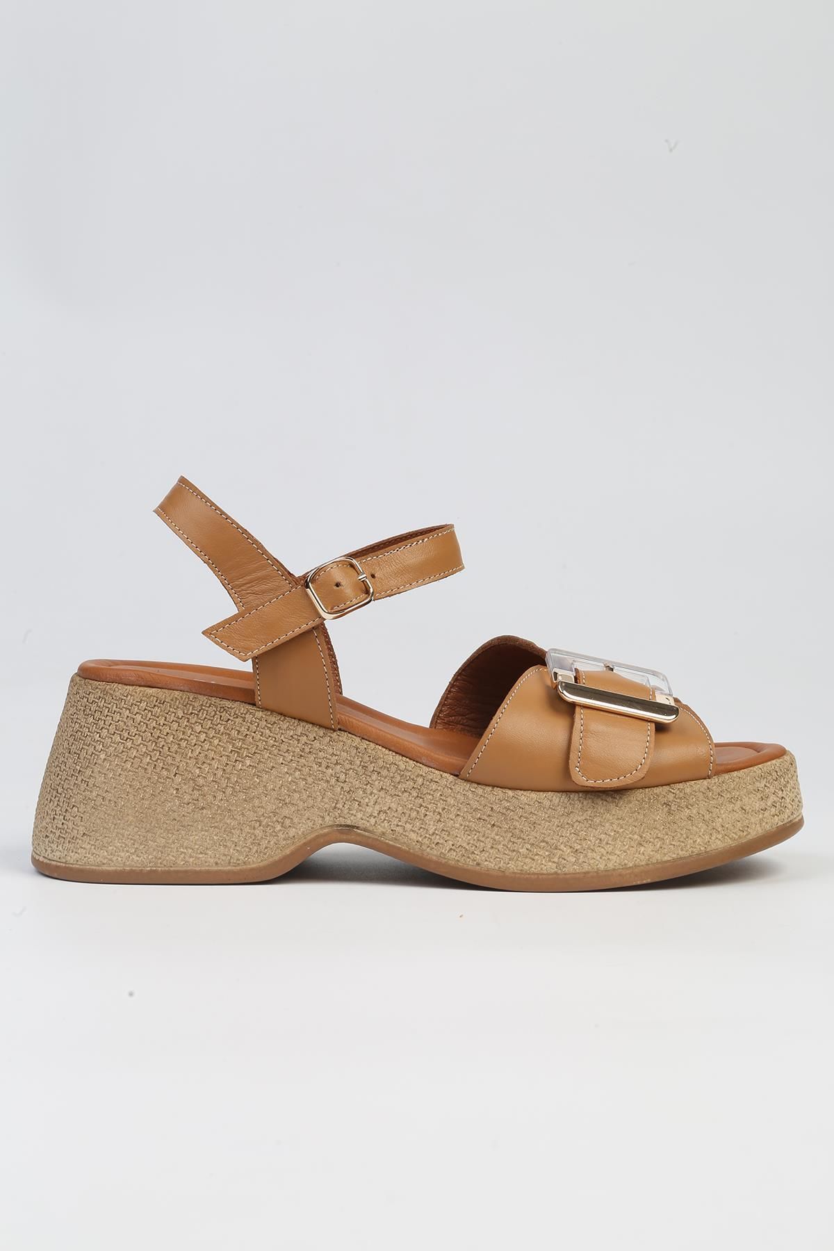 Pierre Cardin ® | PC-7209- 3807 Taba-Kadın Dolgu Topuk Ayakkabı