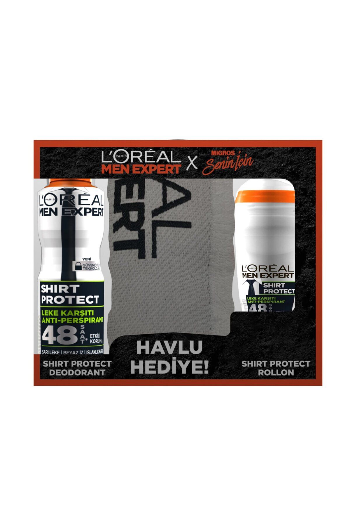 L'Oreal Paris Men Expert Deodorant 150 ml + Roll-on 50Ml + Havlu Hediyeli